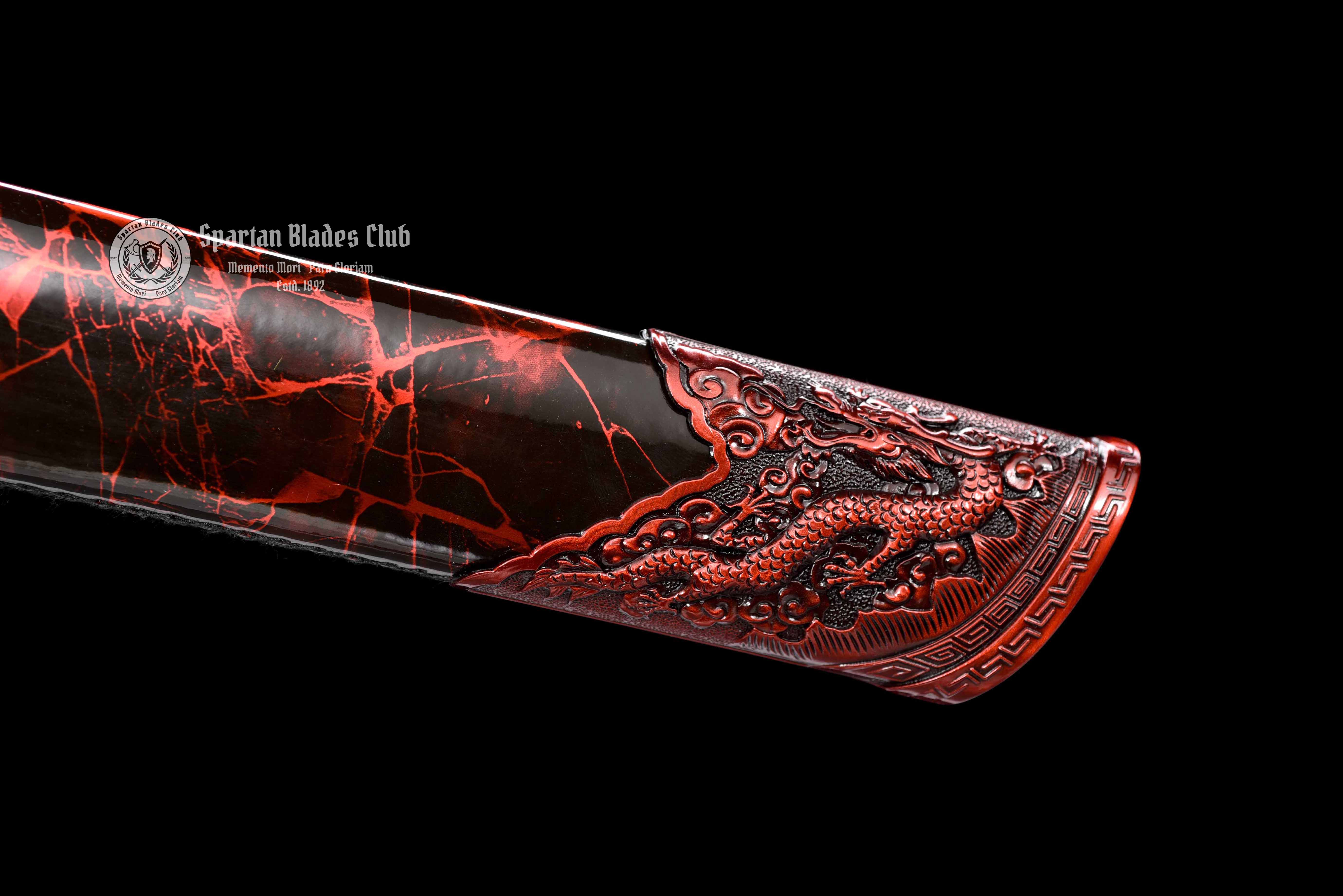 Crimson Dragonblade Sword - Red Blade - High-Performance Manganese Steel - Alloy Dragon Fittings - Full Tang - Battle Ready - S.B.C - Spartan Blades Club - 陳氏劍莊1892