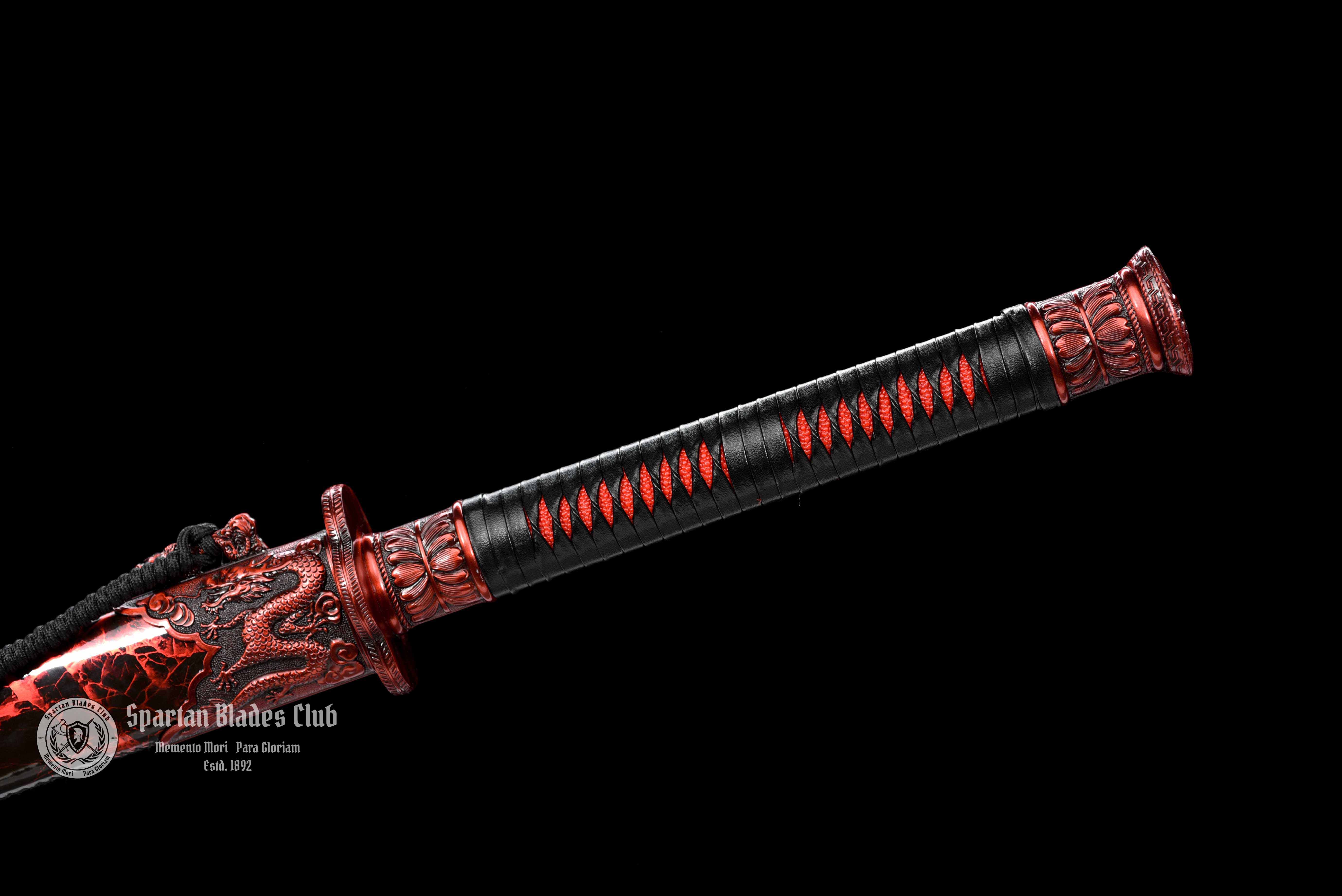 Crimson Dragonblade Sword - Red Blade - High-Performance Manganese Steel - Alloy Dragon Fittings - Full Tang - Battle Ready - S.B.C - Spartan Blades Club - 陳氏劍莊1892