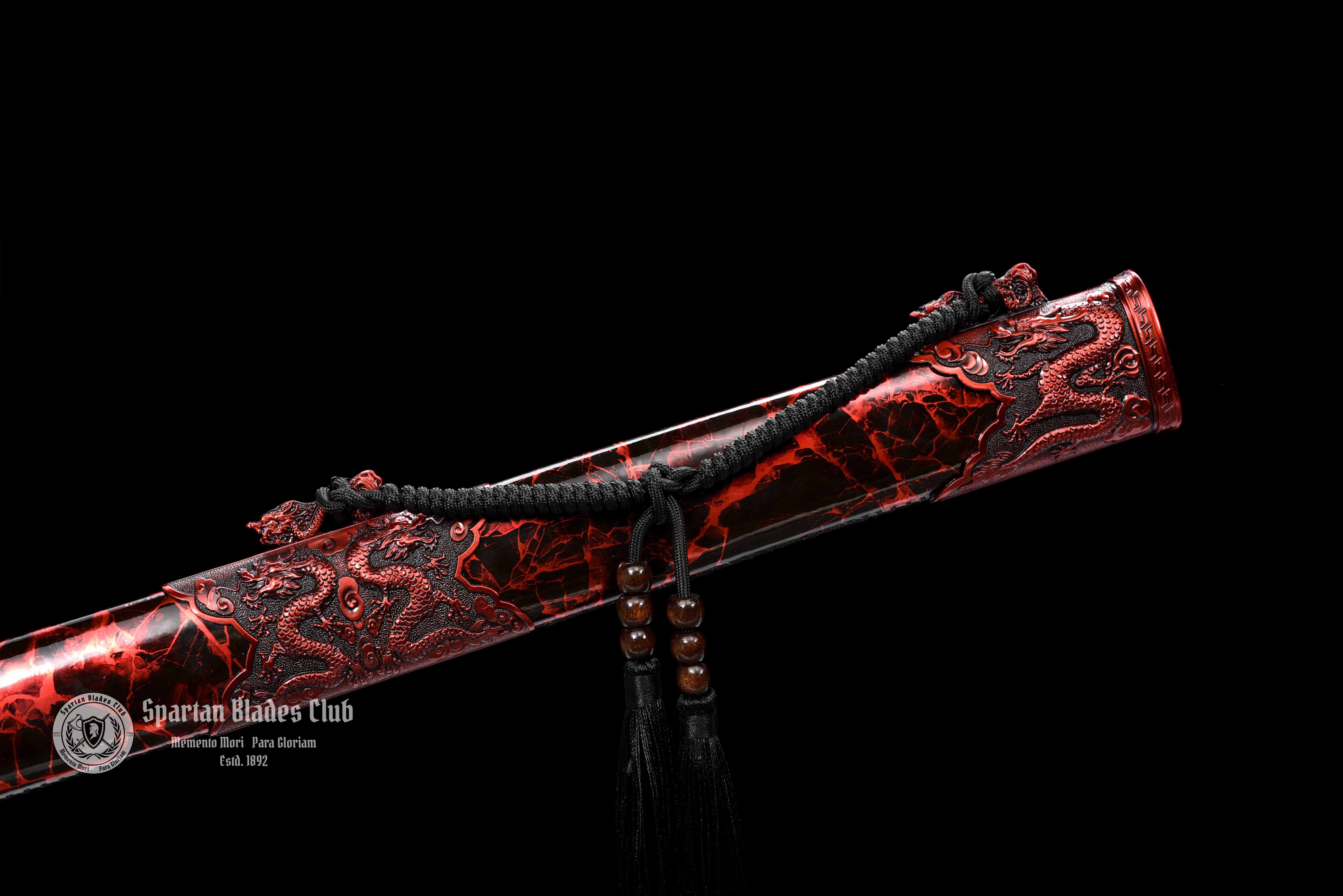 Crimson Dragonblade Sword - Red Blade - High-Performance Manganese Steel - Alloy Dragon Fittings - Full Tang - Battle Ready - S.B.C - Spartan Blades Club - 陳氏劍莊1892