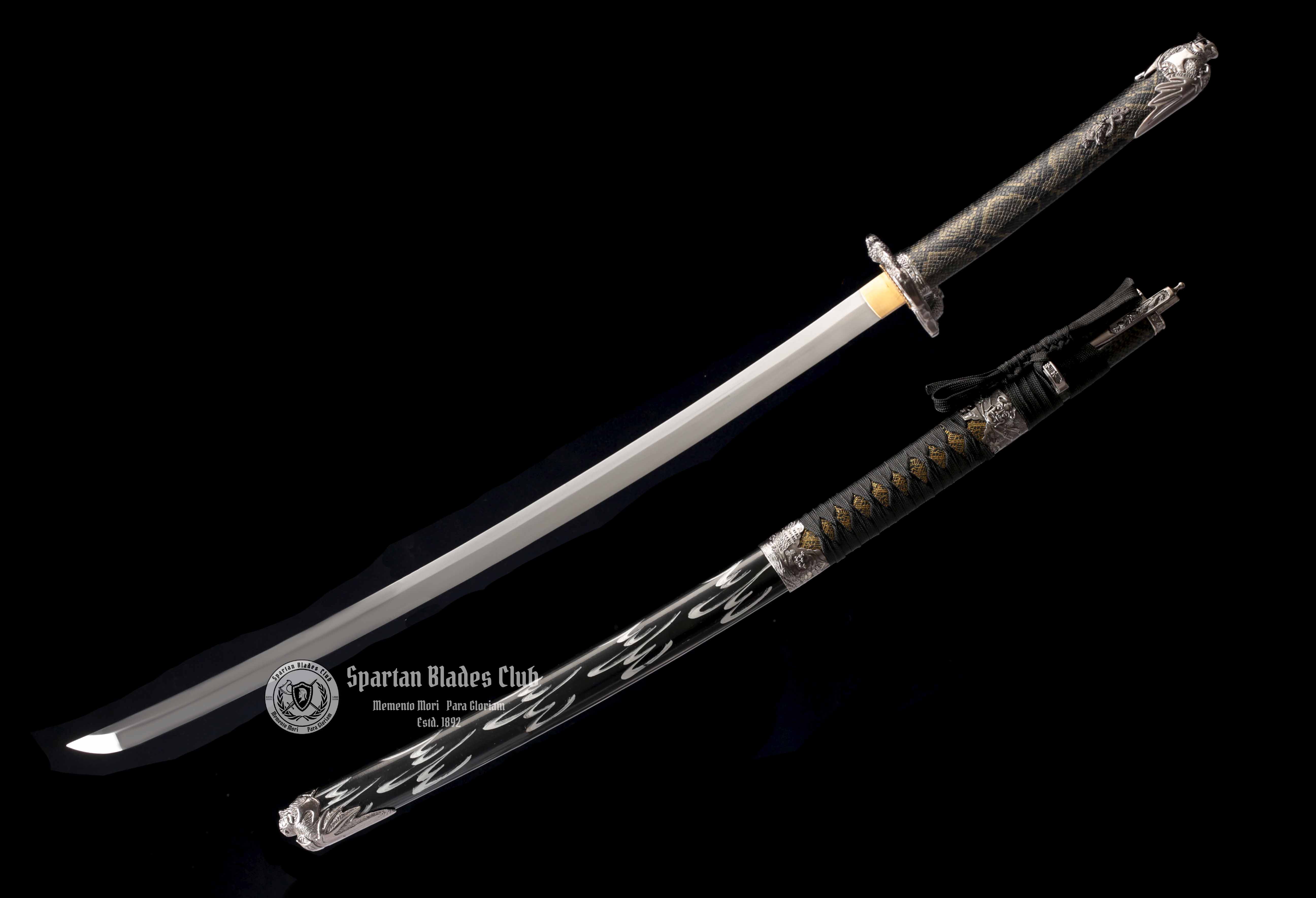 TK25 Silver Dragon Warrior Katana | Handcrafted Manganese Steel Blade - Full Tang - Battle Ready - Spartan Blades Club - Spartan Blades Club - ι³ζ°εθ1892