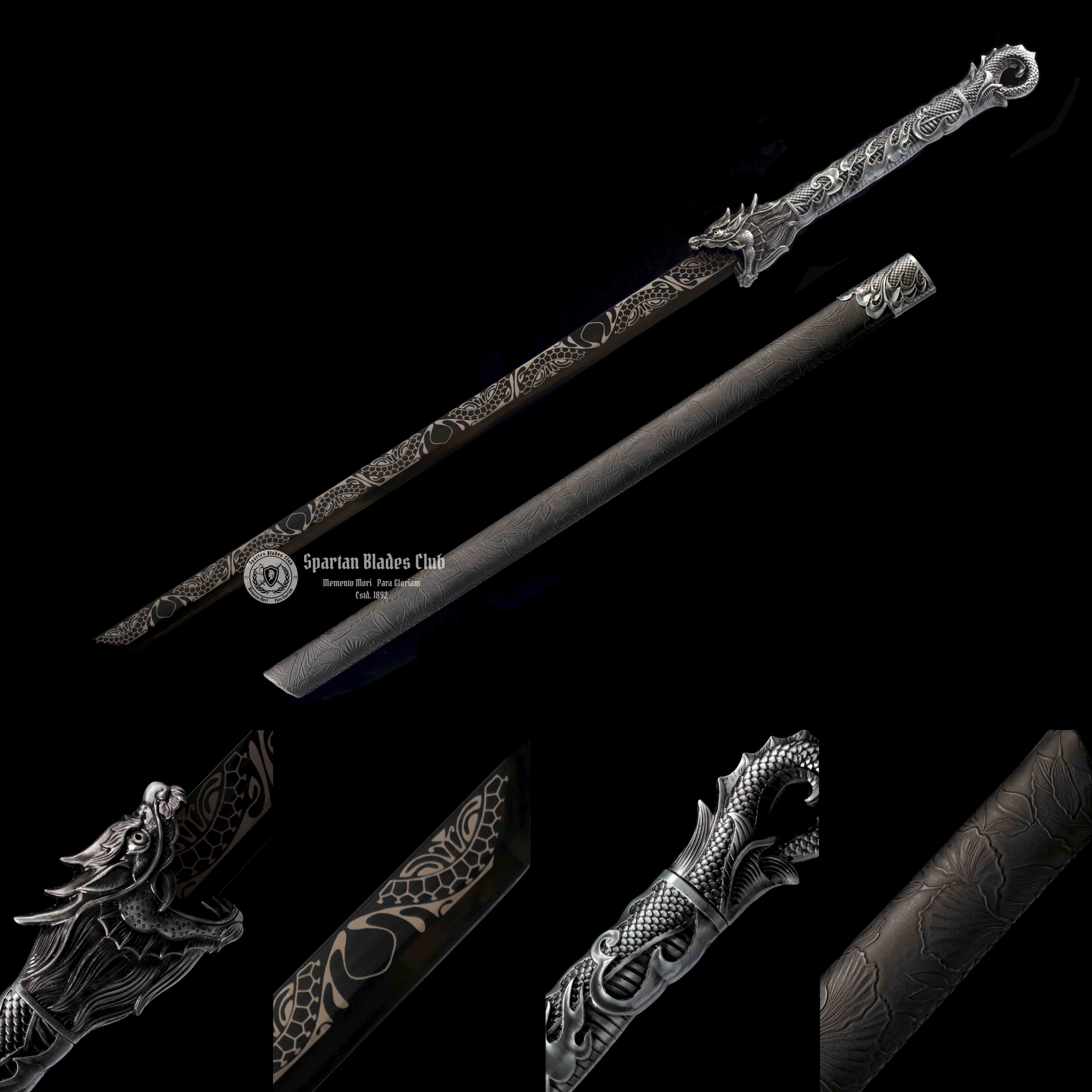 *TK20* Proud Dragon Tangdao Sword - Black Blade - Handcrafted Beauty - High Manganese Steel - Full Tang - Battle Ready - S.B.C - Spartan Blades Club - 陳氏劍莊1892