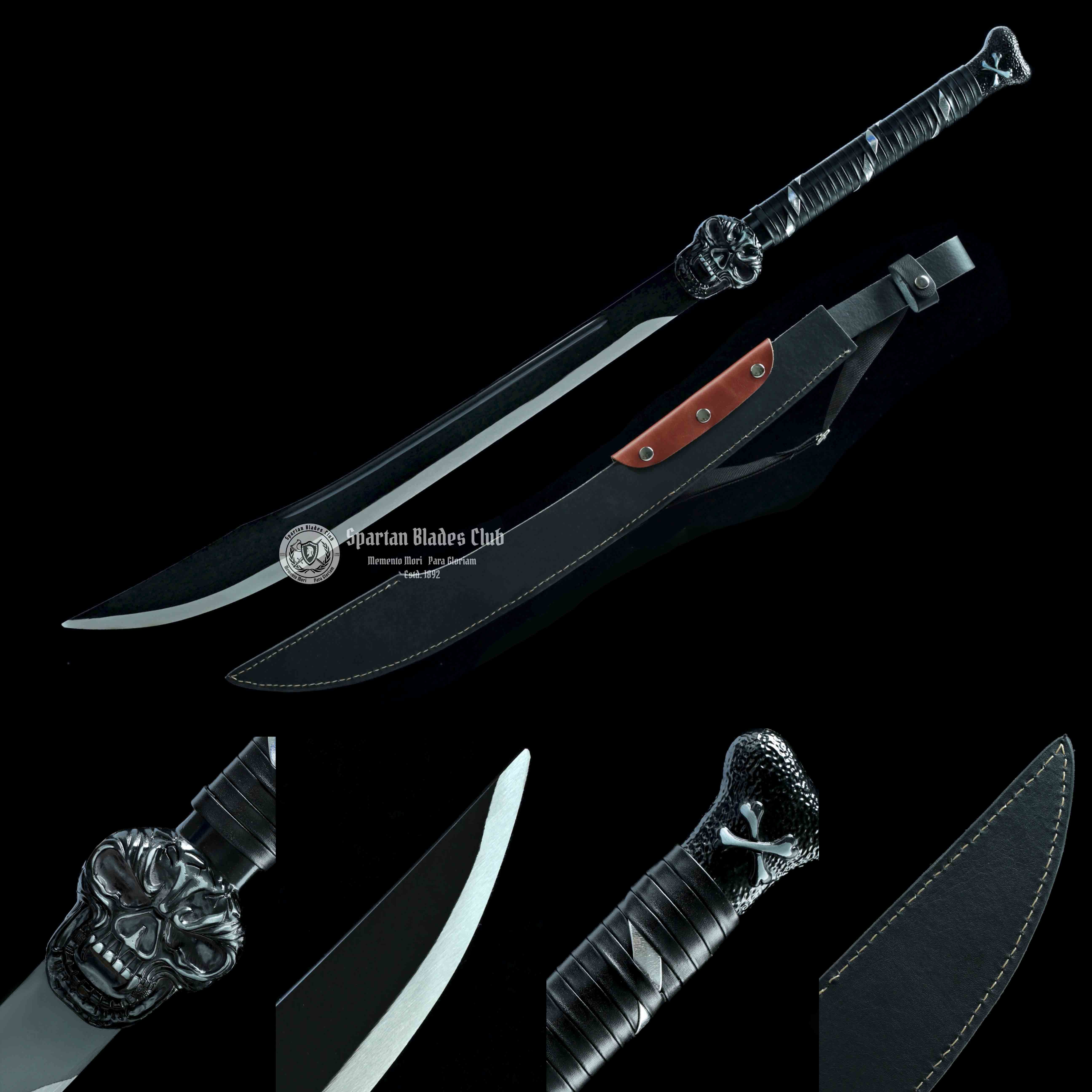 TK17 Skull King  Sword | Black Blade - Handcrafted Manganese Steel Blade - High Performance - Full Tang - Battle Ready - Spartan Blades Club - Spartan Blades Club - 陳氏劍莊1892