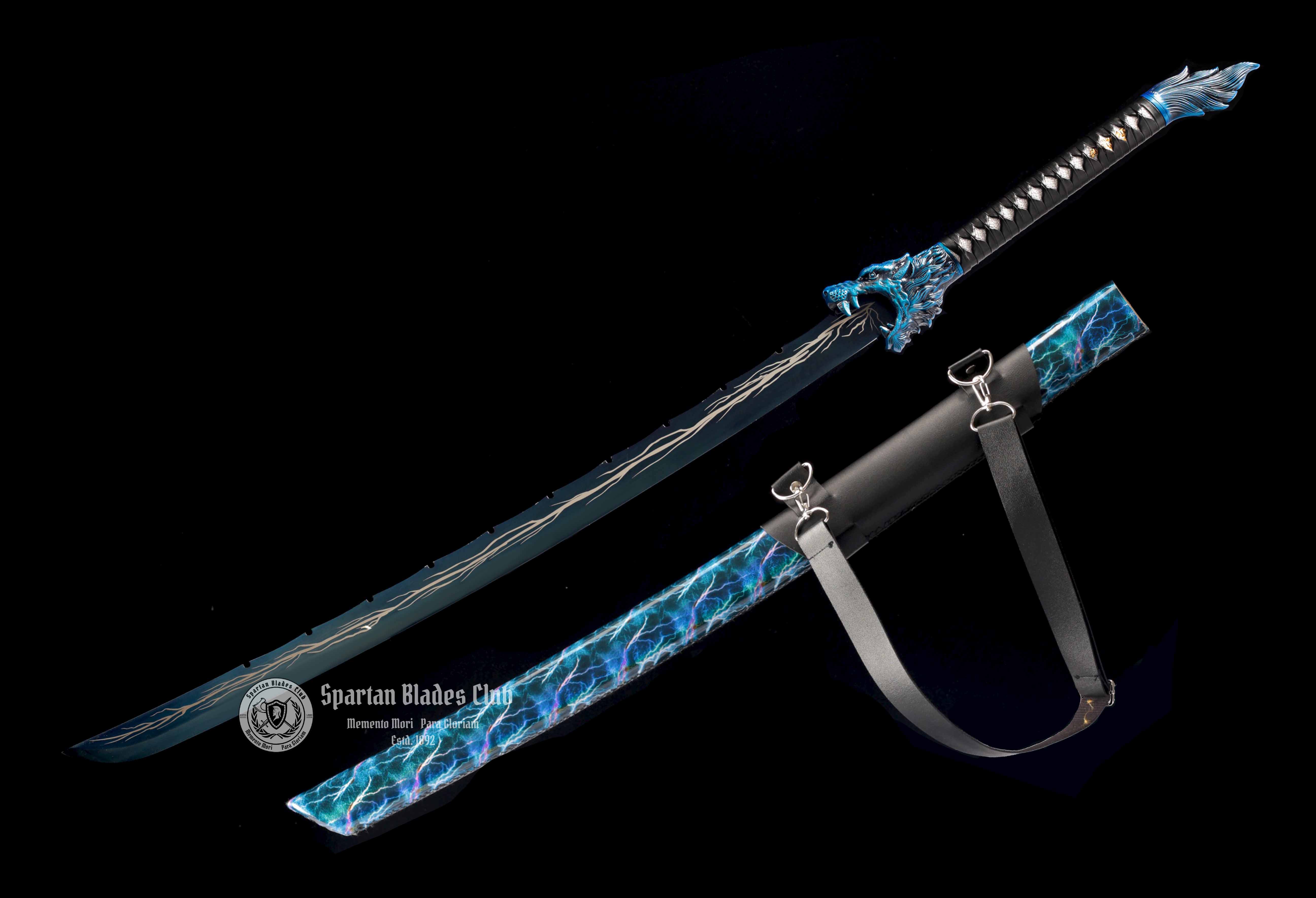 TK14 🐺Thunderwolf Sword | Blue Blade - Handcrafted Manganese Steel Blade - Full Tang - Battle Ready - Spartan Blades Club - Spartan Blades Club - 陳氏劍莊1892
