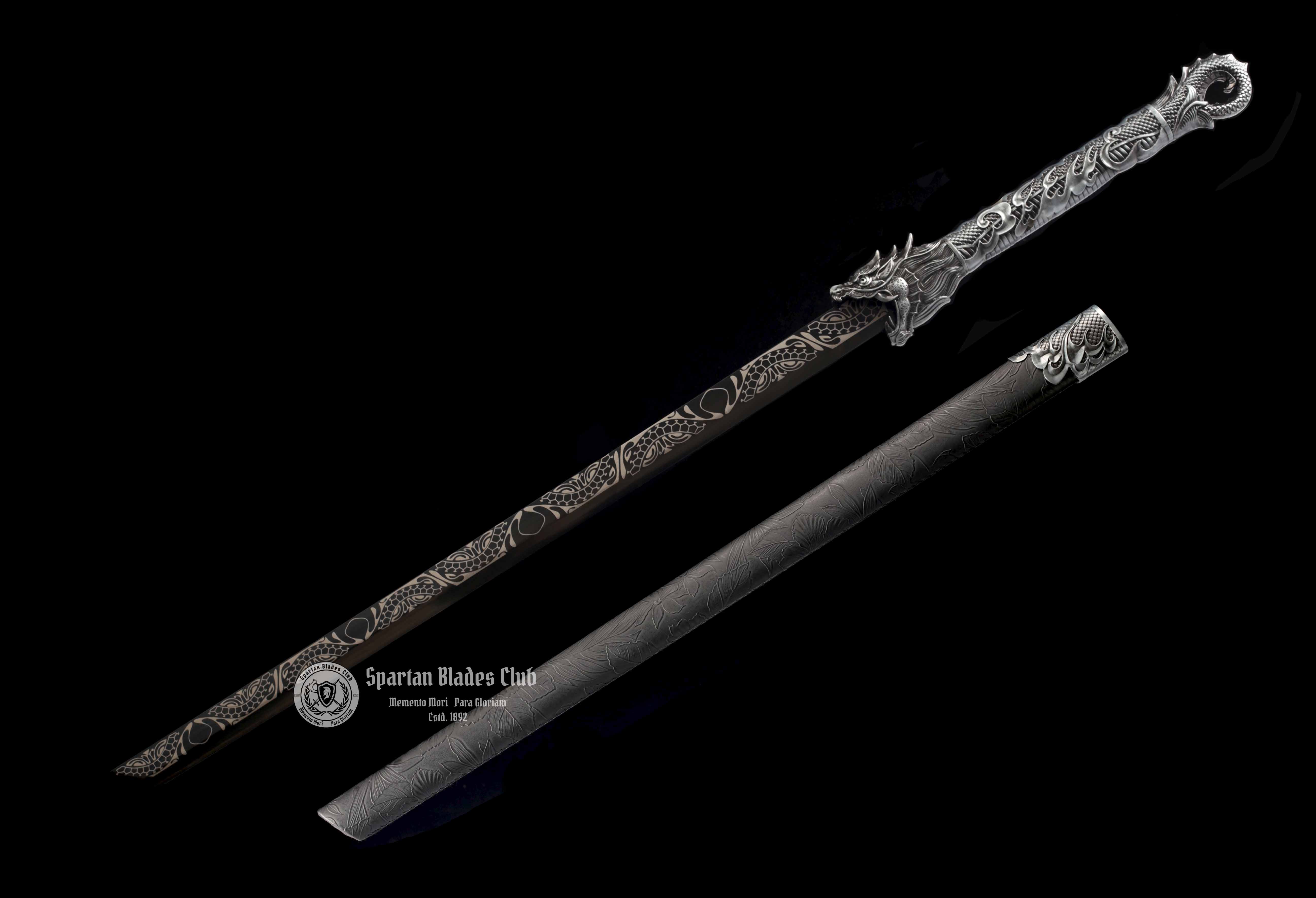 *TK20* Proud Dragon Tangdao Sword - Black Blade - Handcrafted Beauty - High Manganese Steel - Full Tang - Battle Ready - S.B.C - Spartan Blades Club - 陳氏劍莊1892