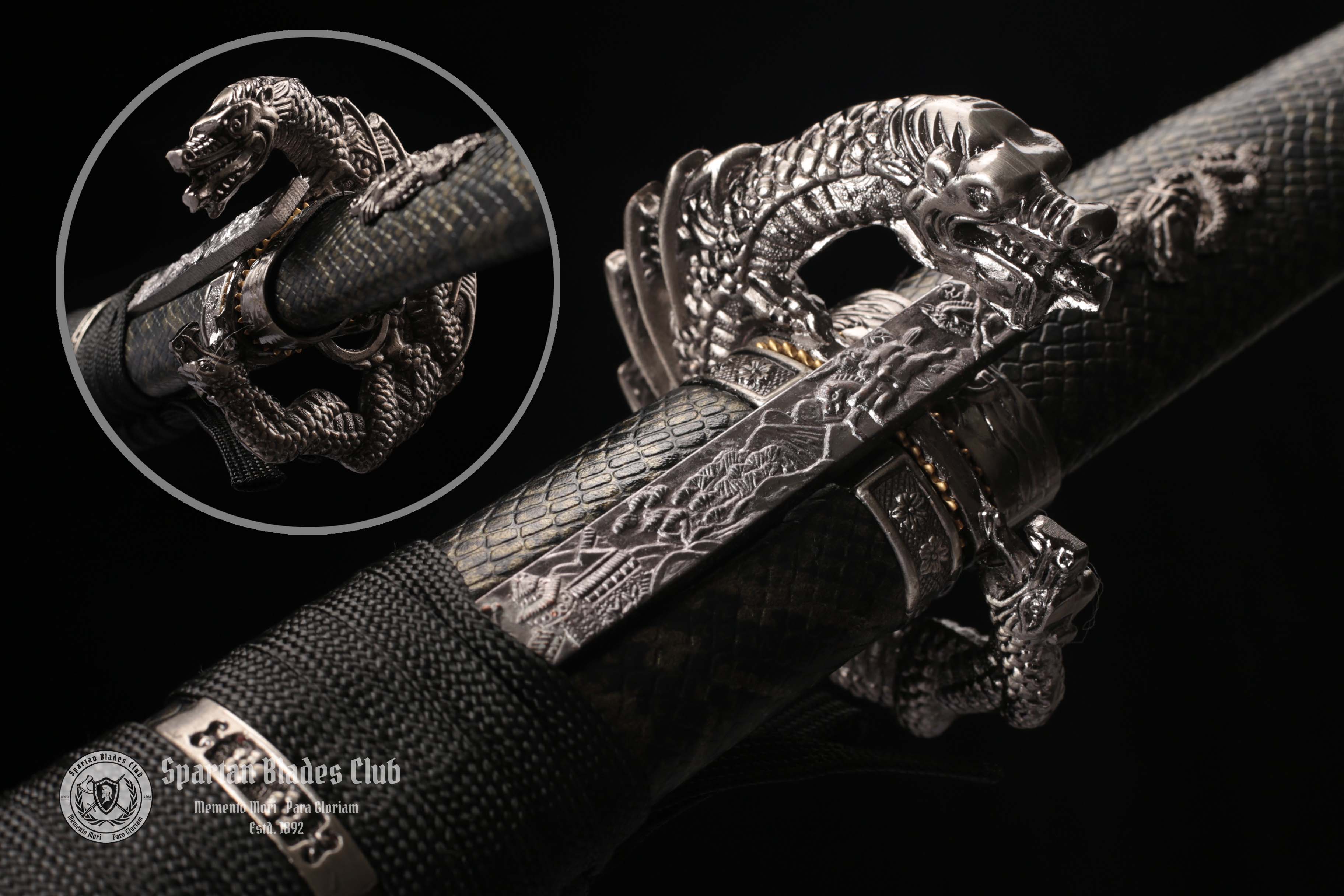 TK25 Silver Dragon Warrior Katana | Handcrafted Manganese Steel Blade - Full Tang - Battle Ready - Spartan Blades Club - Spartan Blades Club - 陳氏劍莊1892