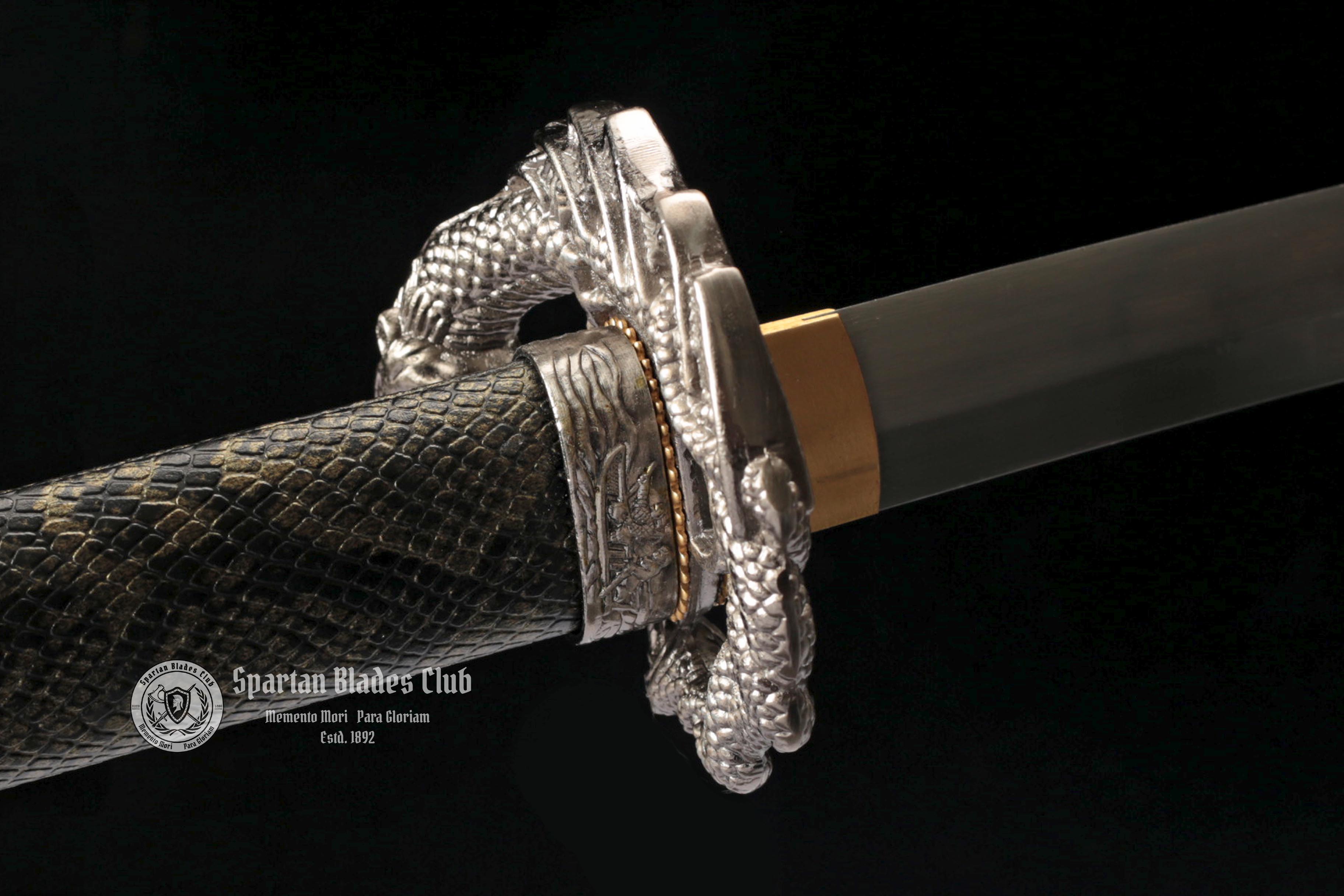 TK25 Silver Dragon Warrior Katana | Handcrafted Manganese Steel Blade - Full Tang - Battle Ready - Spartan Blades Club - Spartan Blades Club - ι³ζ°εθ1892