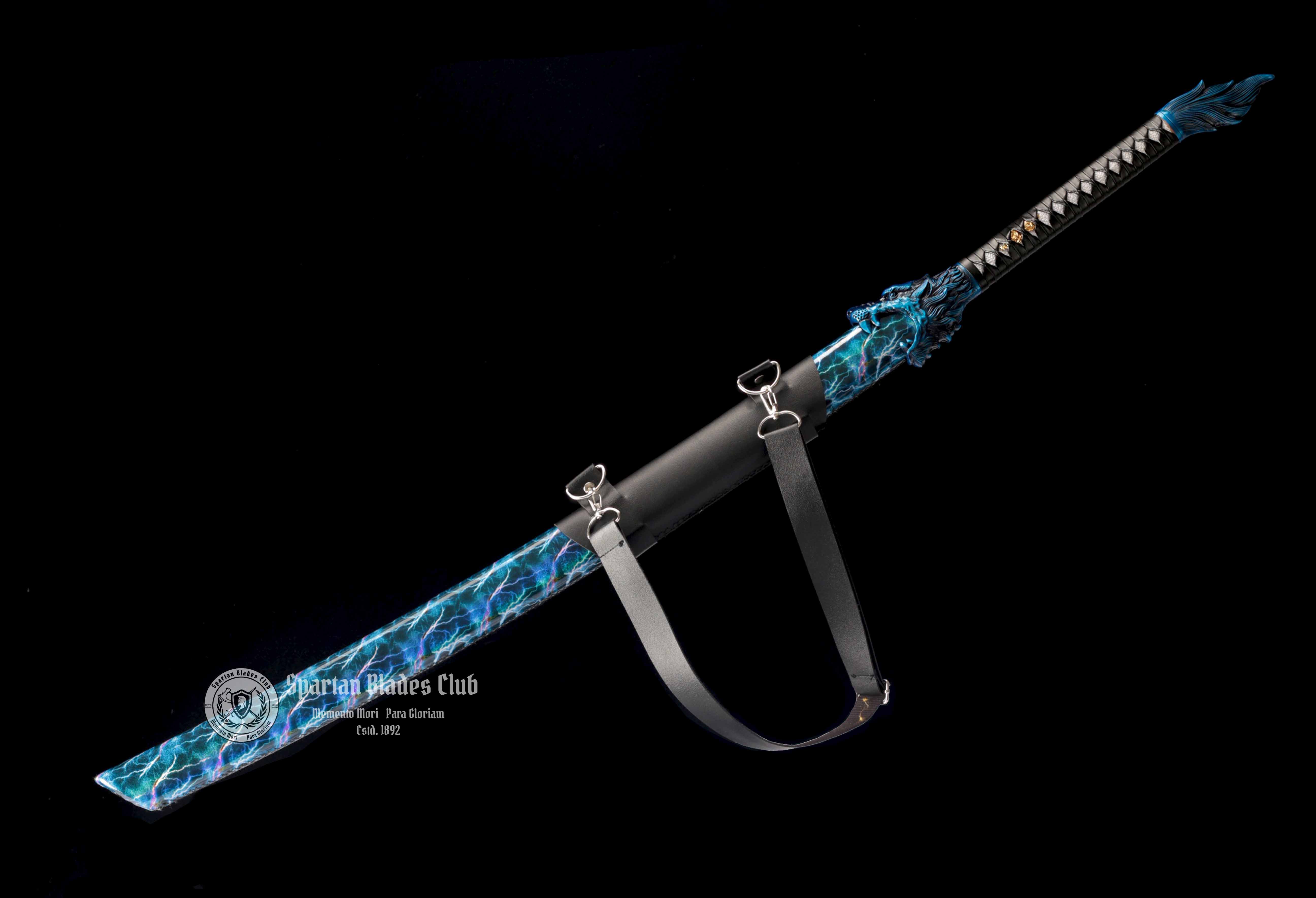 TK14 🐺Thunderwolf Sword | Blue Blade - Handcrafted Manganese Steel Blade - Full Tang - Battle Ready - Spartan Blades Club - Spartan Blades Club - 陳氏劍莊1892