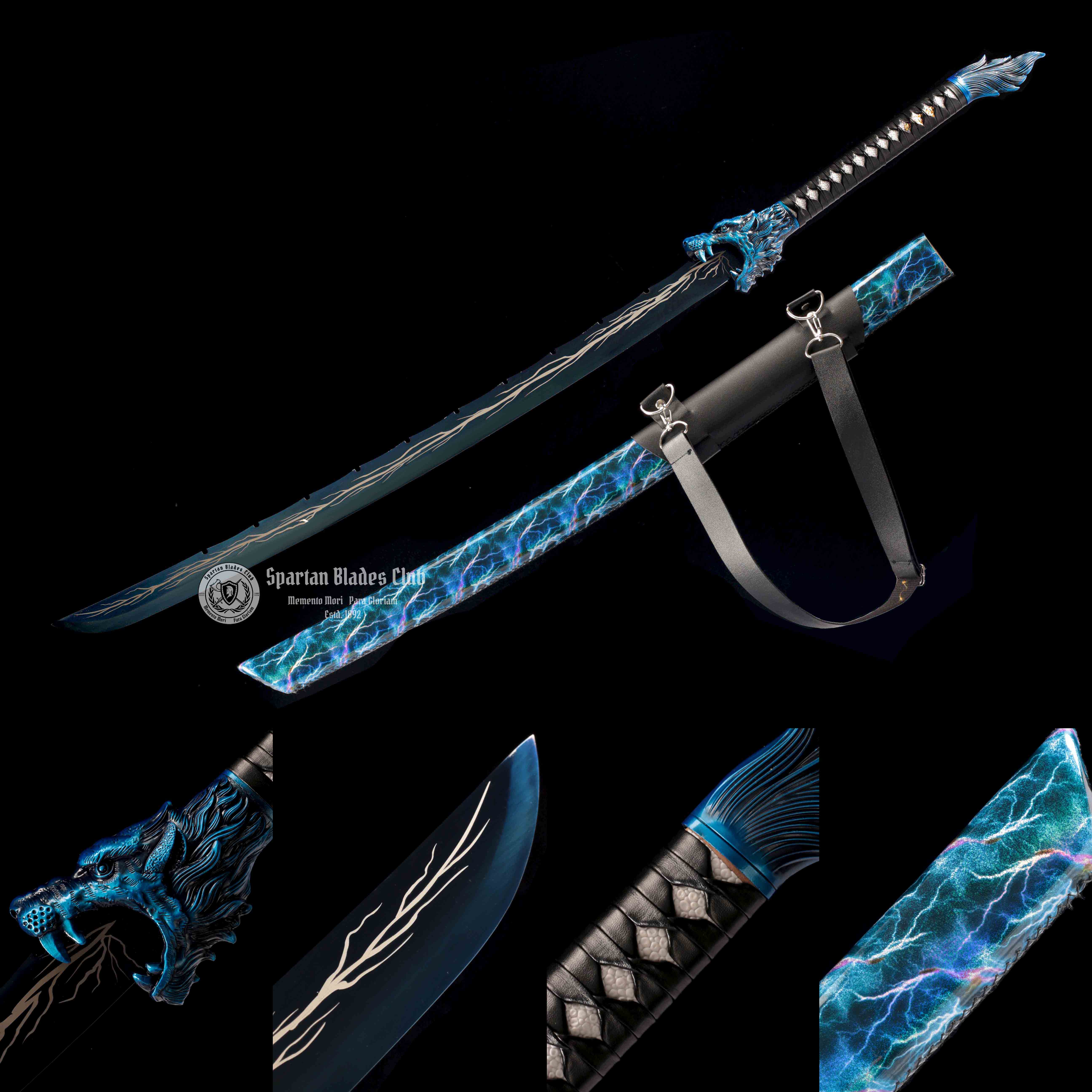 TK14 🐺Thunderwolf Sword | Blue Blade - Handcrafted Manganese Steel Blade - Full Tang - Battle Ready - Spartan Blades Club - Spartan Blades Club - 陳氏劍莊1892