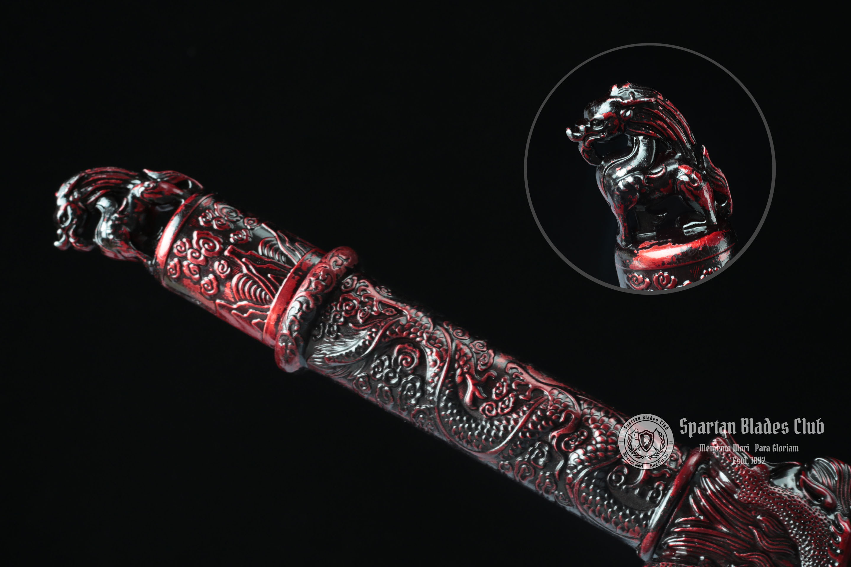 TK12🐲Crimson Dragon King Dao Sword - Brown Blade - High-Performance Manganese Steel - Alloy Dragon Fittings - Full Tang - Battle Ready - S.B.C - Spartan Blades Club - 陳氏劍莊1892