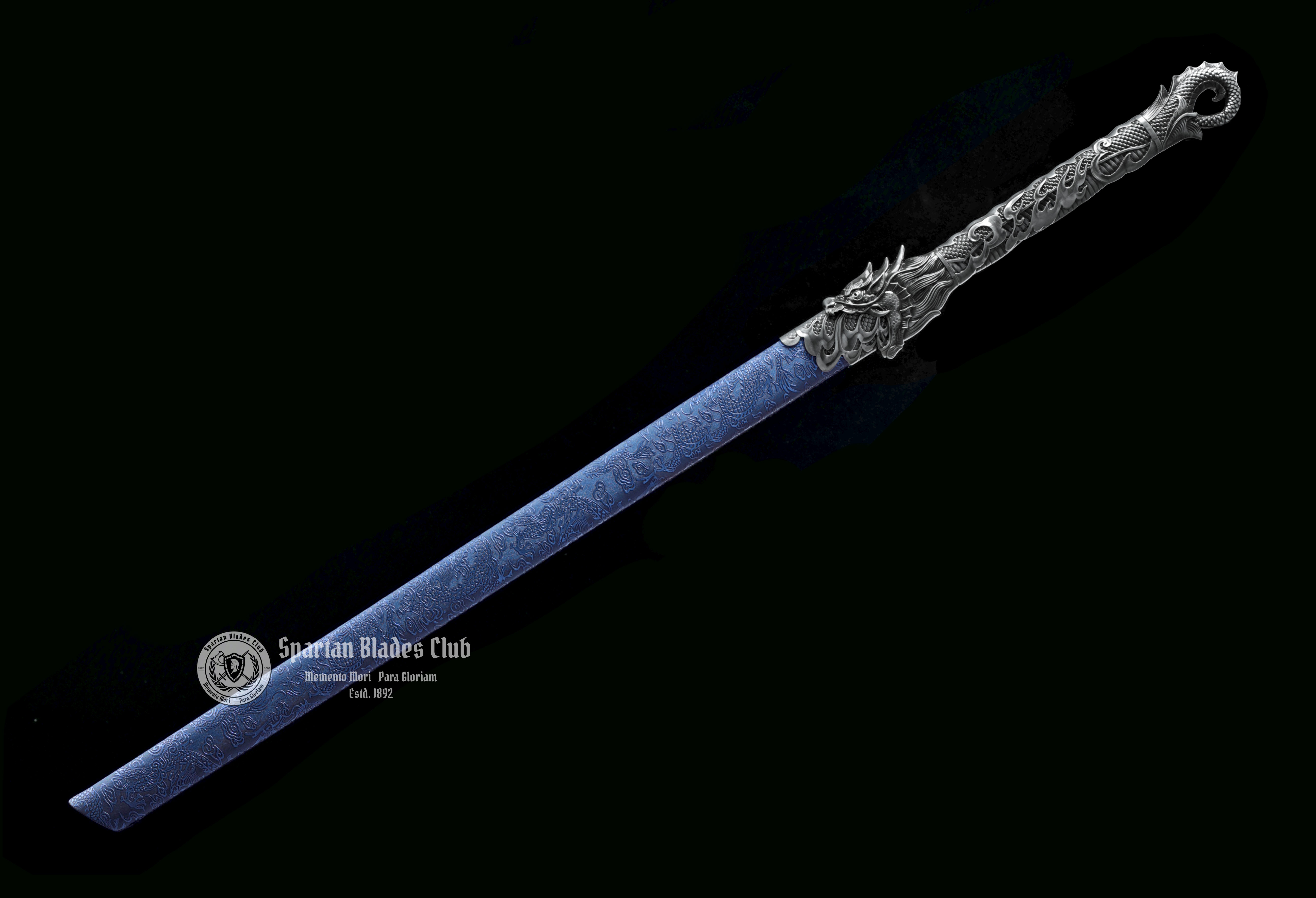 *TK21* Proud Dragon Tangdao Sword - Blue Blade - Handcrafted Beauty - High Manganese Steel - Full Tang - Battle Ready - S.B.C - Spartan Blades Club