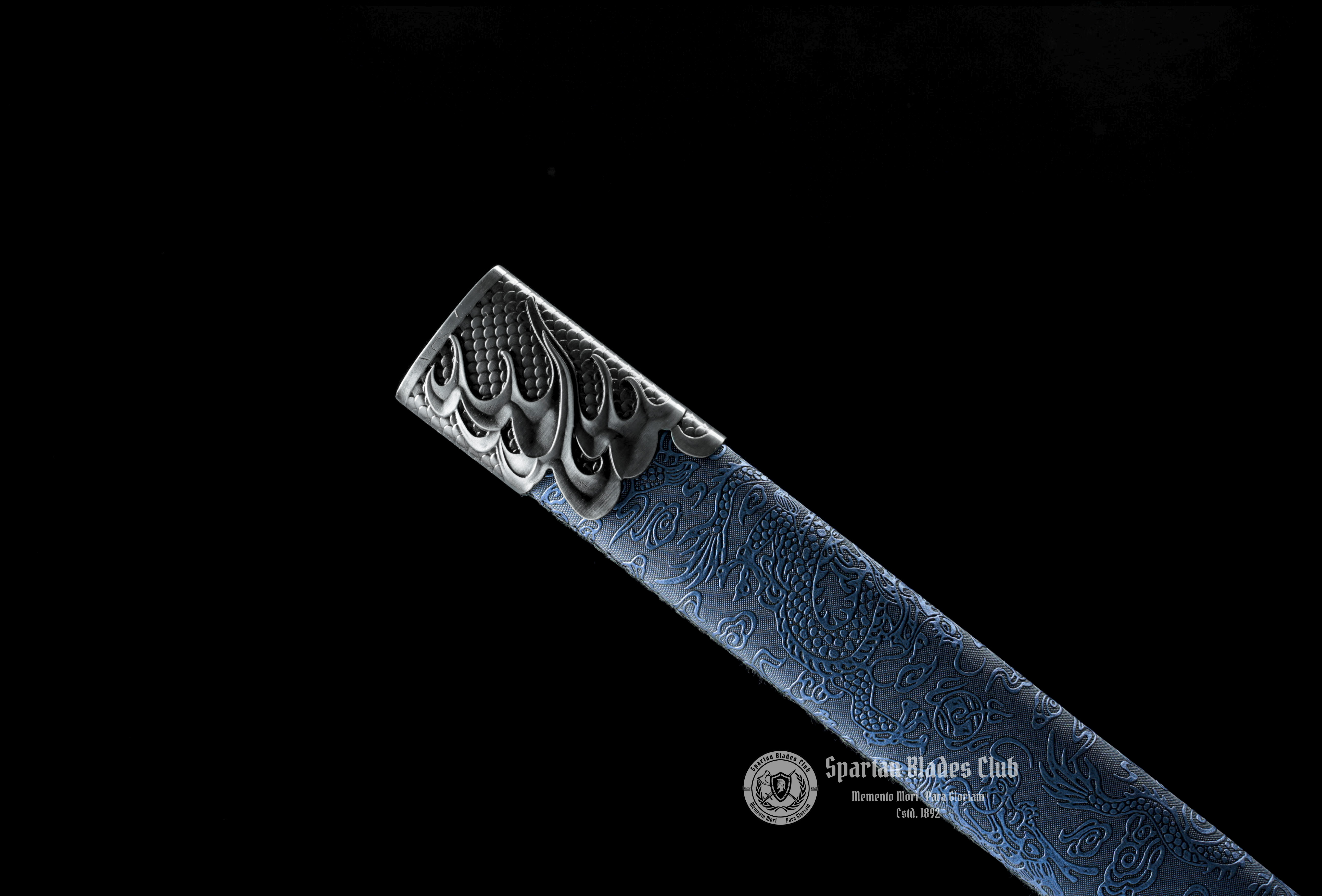 *TK21* Proud Dragon Tangdao Sword - Blue Blade - Handcrafted Beauty - High Manganese Steel - Full Tang - Battle Ready - S.B.C - Spartan Blades Club