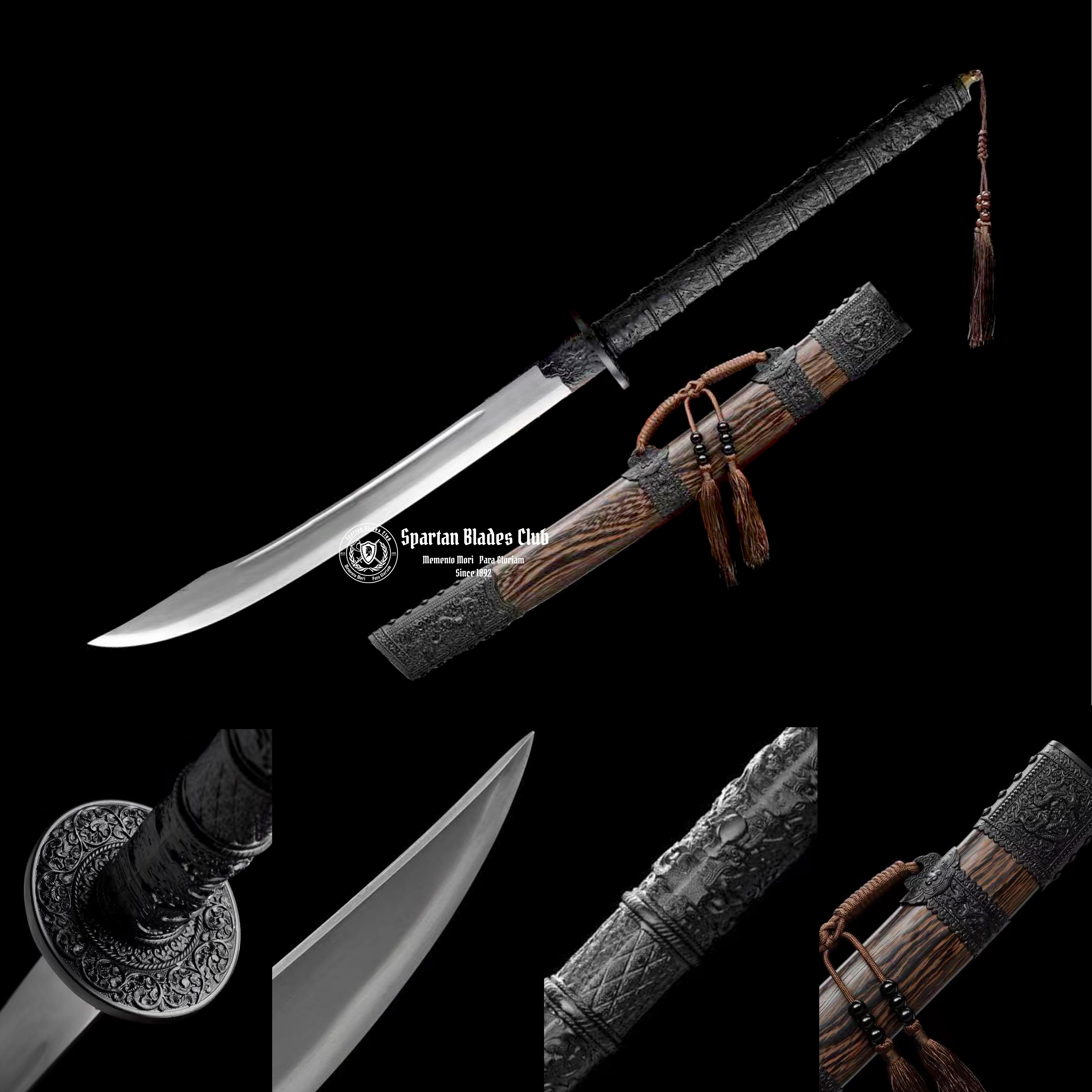 QQ06|Xuanwen DAO|Chinese Dao|Manganese steel|Black&brown|Battle-Ready|Full-tang|Spartan Blades Club|CHEN'S SWORDS 1892 - Spartan Blades Club