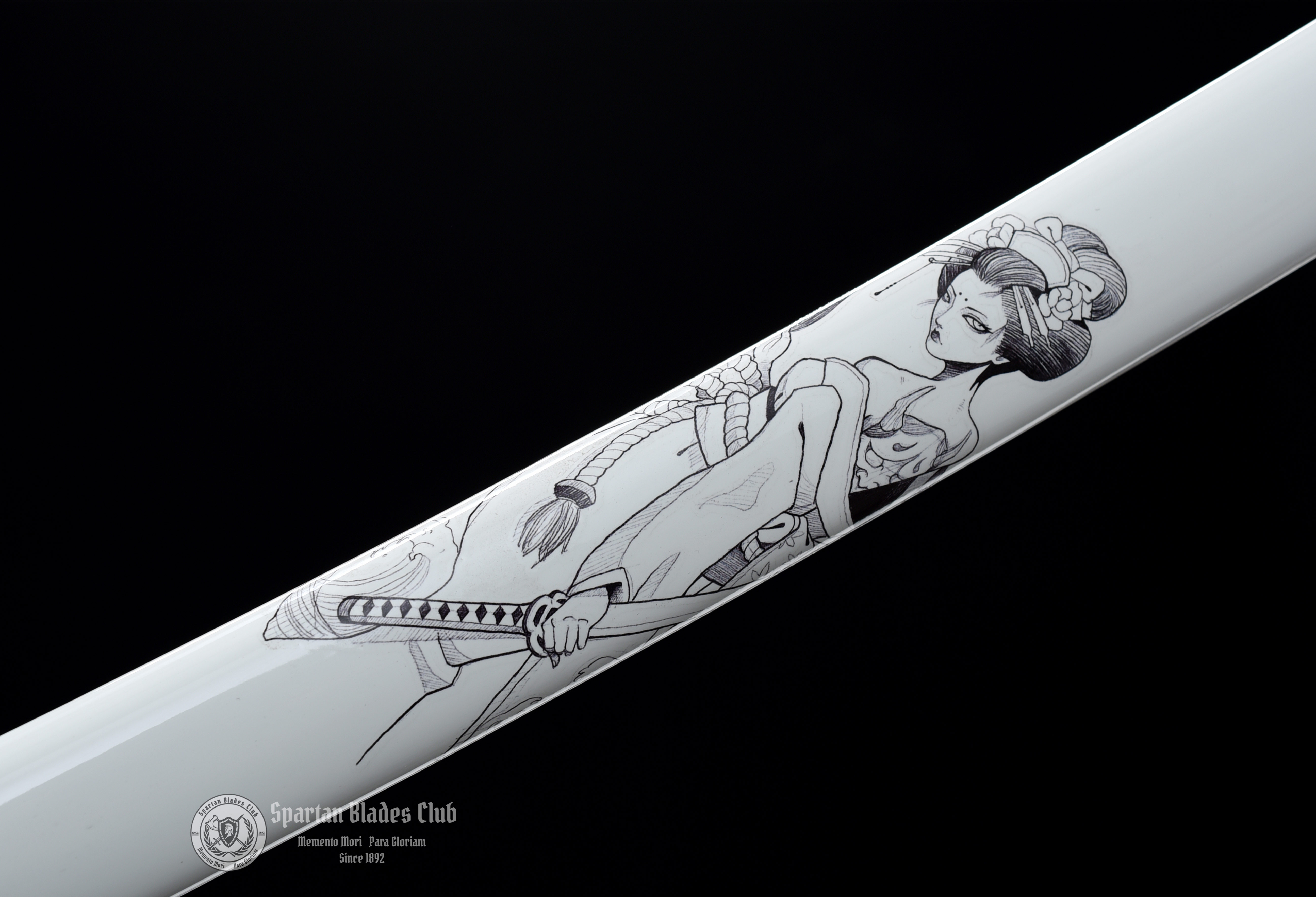 雪影武士 - Storm Shadow Samurai-Katana - Damascus Steel - Hadori Polishing - Full Tang - Battle-Ready - Sakura Blossom Design -Snow White- S.B.C & CHEN'S SWORDS - Spartan Blades Club - 陳氏劍莊1892