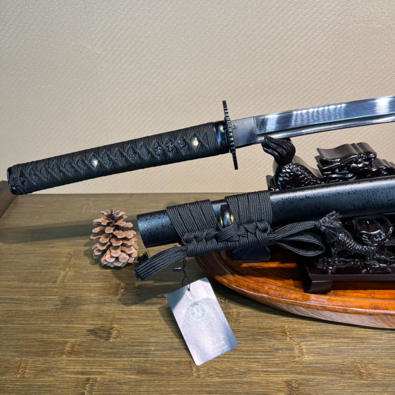 *TK61* Dark Shadow Samurai (暗影武士) Katana - Black Damascus Steel - Sharp - Full Tang - Battle Ready - Exquisite Craftsmanship - S.B.C - Spartan Blades Club - 陳氏劍莊1892