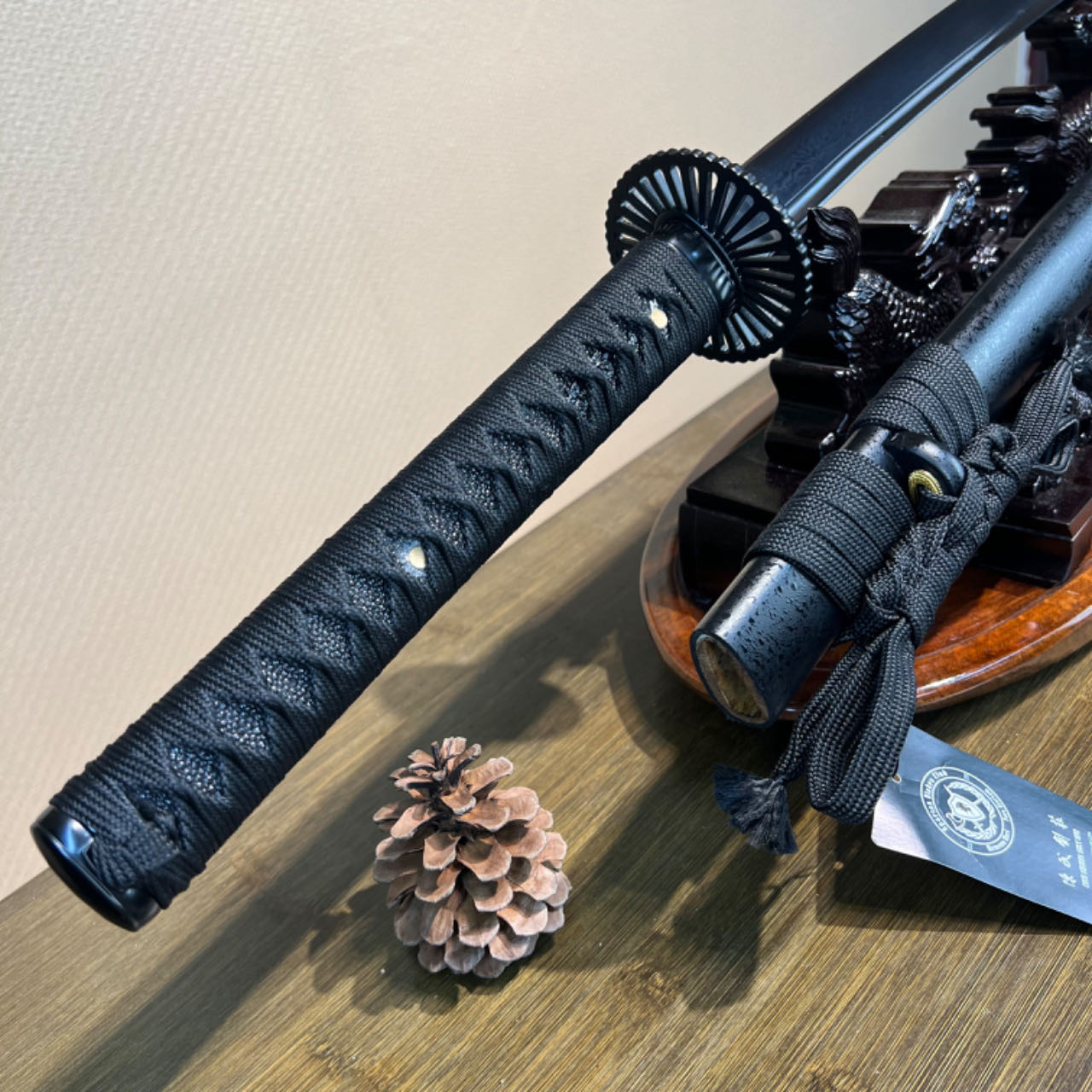 *TK61* Dark Shadow Samurai (暗影武士) Katana - Black Damascus Steel - Sharp - Full Tang - Battle Ready - Exquisite Craftsmanship - S.B.C - Spartan Blades Club - 陳氏劍莊1892