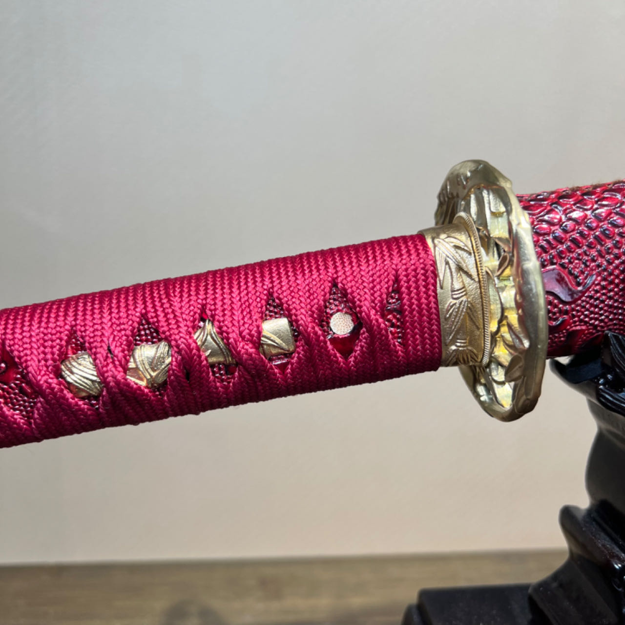 *TK62* 🐊Crimson Crocodile Fang Katana(赤炎鳄齿) - Brown and Black Damascus Steel - Sharp - Full Tang - Battle Ready - Exquisite Craftsmanship - S.B.C - Spartan Blades Club - 陳氏劍莊1892