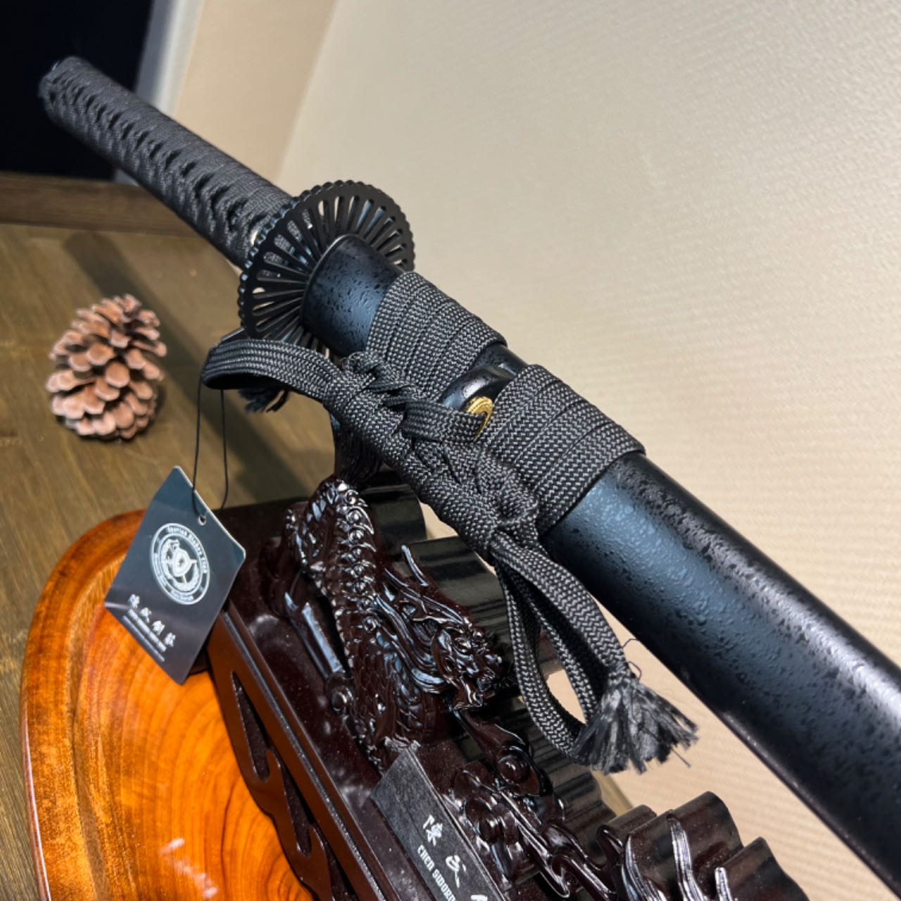 *TK61* Dark Shadow Samurai (暗影武士) Katana - Black Damascus Steel - Sharp - Full Tang - Battle Ready - Exquisite Craftsmanship - S.B.C - Spartan Blades Club - 陳氏劍莊1892