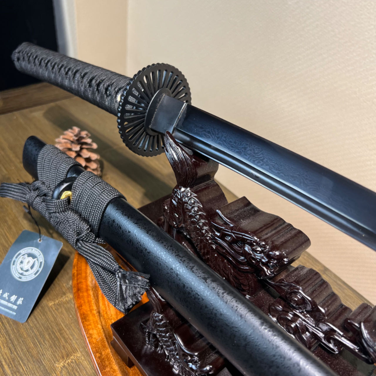 *TK61* Dark Shadow Samurai (暗影武士) Katana - Black Damascus Steel - Sharp - Full Tang - Battle Ready - Exquisite Craftsmanship - S.B.C - Spartan Blades Club - 陳氏劍莊1892