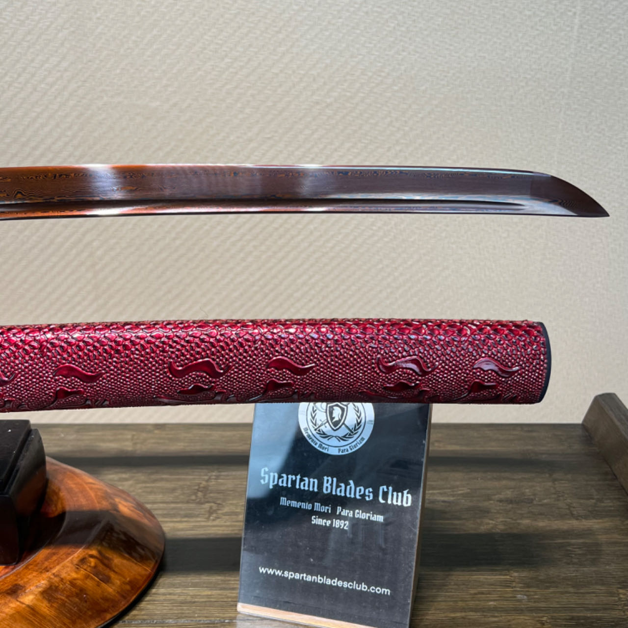 *TK62* 🐊Crimson Crocodile Fang Katana(赤炎鳄齿) - Brown and Black Damascus Steel - Sharp - Full Tang - Battle Ready - Exquisite Craftsmanship - S.B.C - Spartan Blades Club - 陳氏劍莊1892