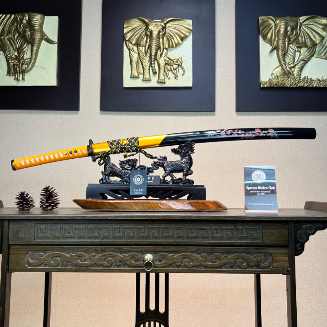 🌟TK64🌟Golden Light Slasher(金光斩)Katana - Golden Damascus Steel - Battle Ready - Full Tang - Exquisite Craftsmanship - S.B.C & CHEN'S SWORDS - Spartan Blades Club