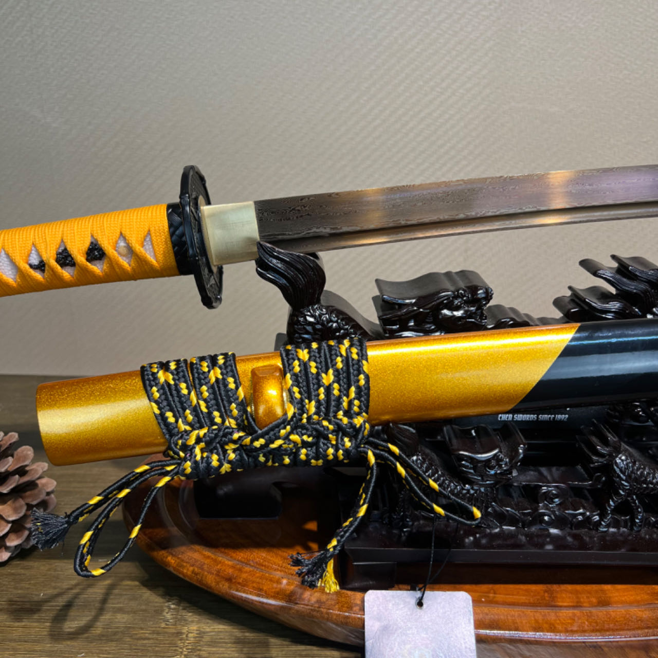 🌟TK64🌟Golden Light Slasher(金光斩)Katana - Golden Damascus Steel - Battle Ready - Full Tang - Exquisite Craftsmanship - S.B.C & CHEN'S SWORDS - Spartan Blades Club