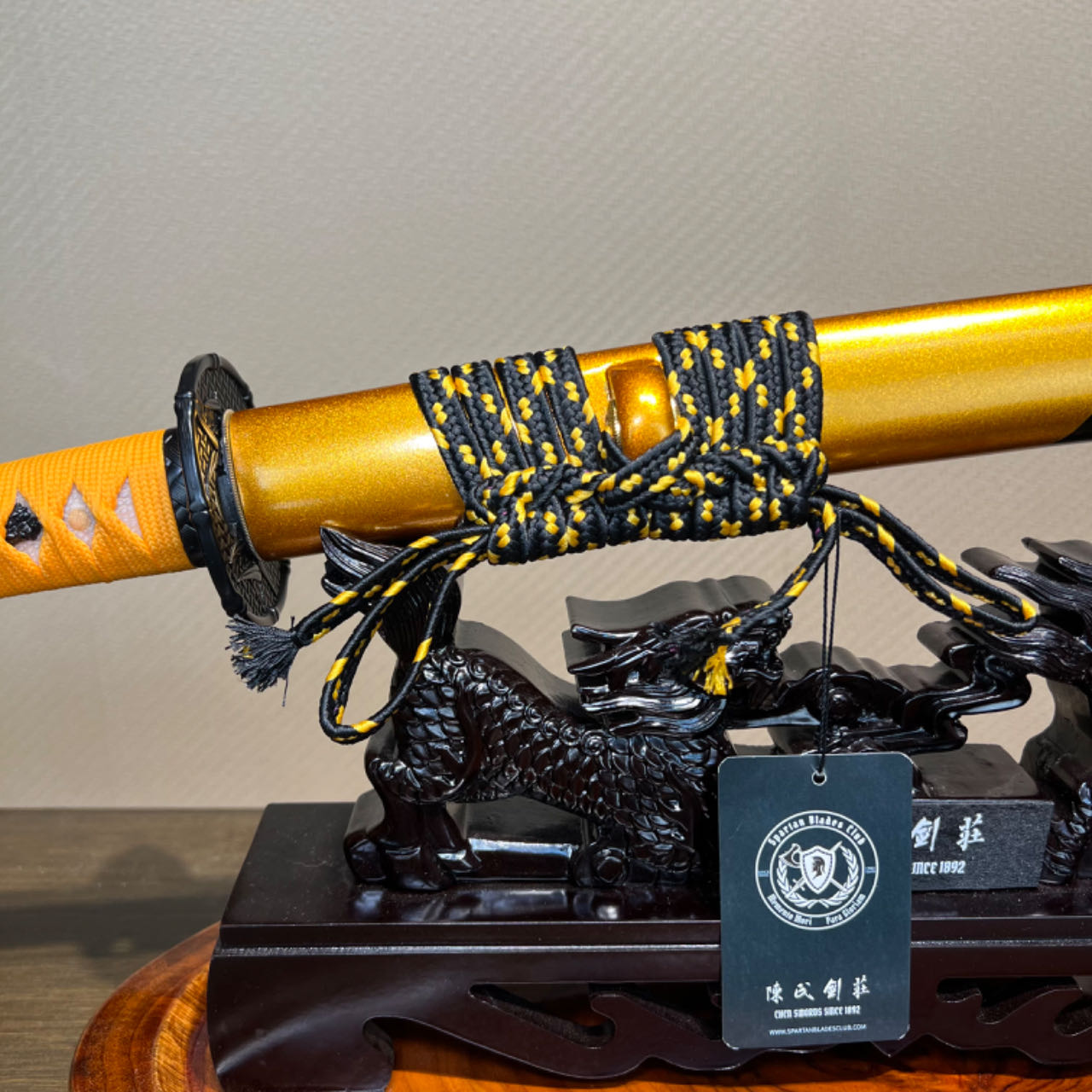 🌟TK64🌟Golden Light Slasher(金光斩)Katana - Golden Damascus Steel - Battle Ready - Full Tang - Exquisite Craftsmanship - S.B.C & CHEN'S SWORDS - Spartan Blades Club