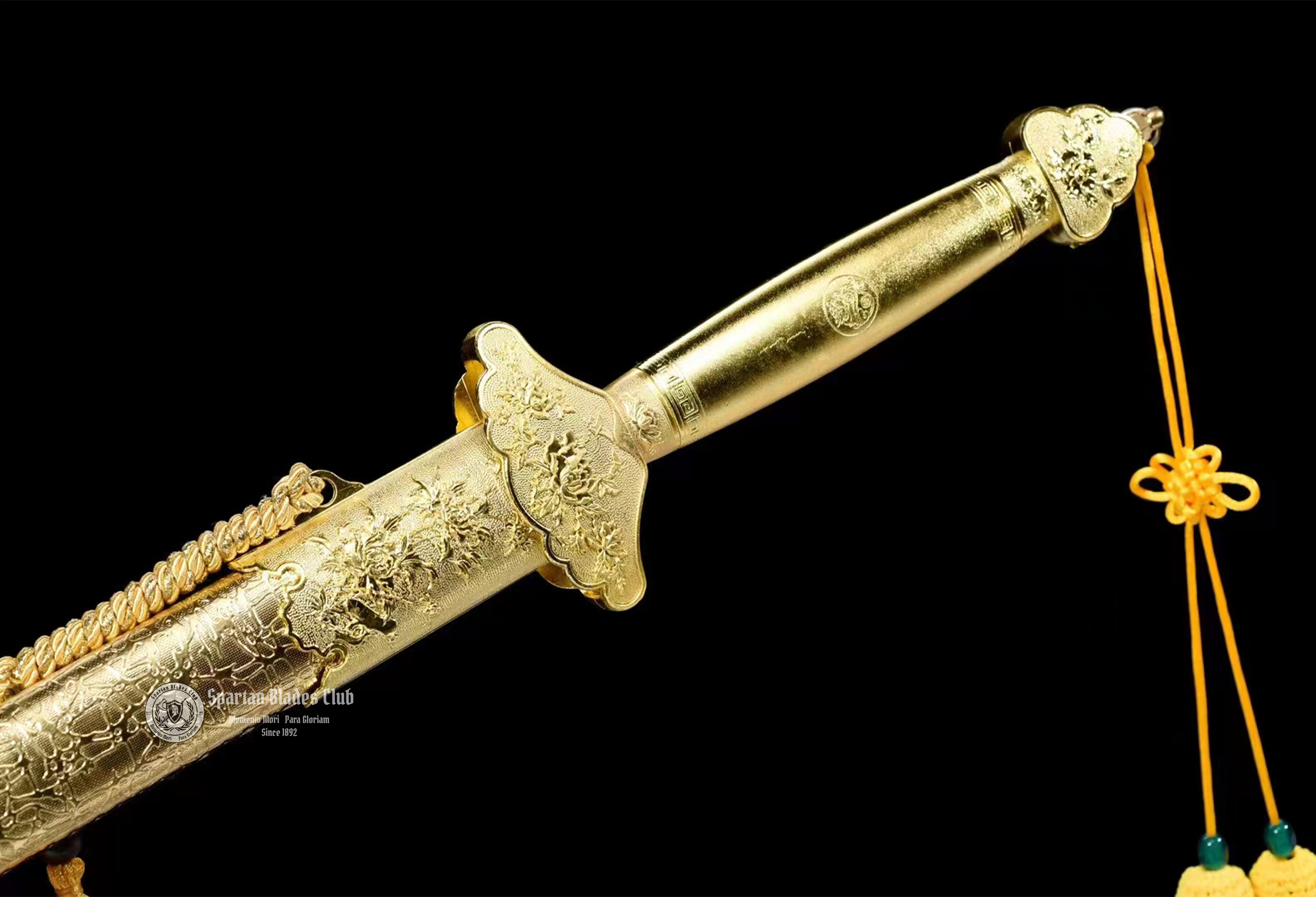 JQ01｜🏵Aureate Peony Blade｜JIAN｜High manganese steel｜Heat-colored golden｜Peony｜golden｜Battle-Ready｜Full-tang｜Spartan Blades Club｜CHEN'S SWORDS 1892 - Spartan Blades Club - 陳氏劍莊1892
