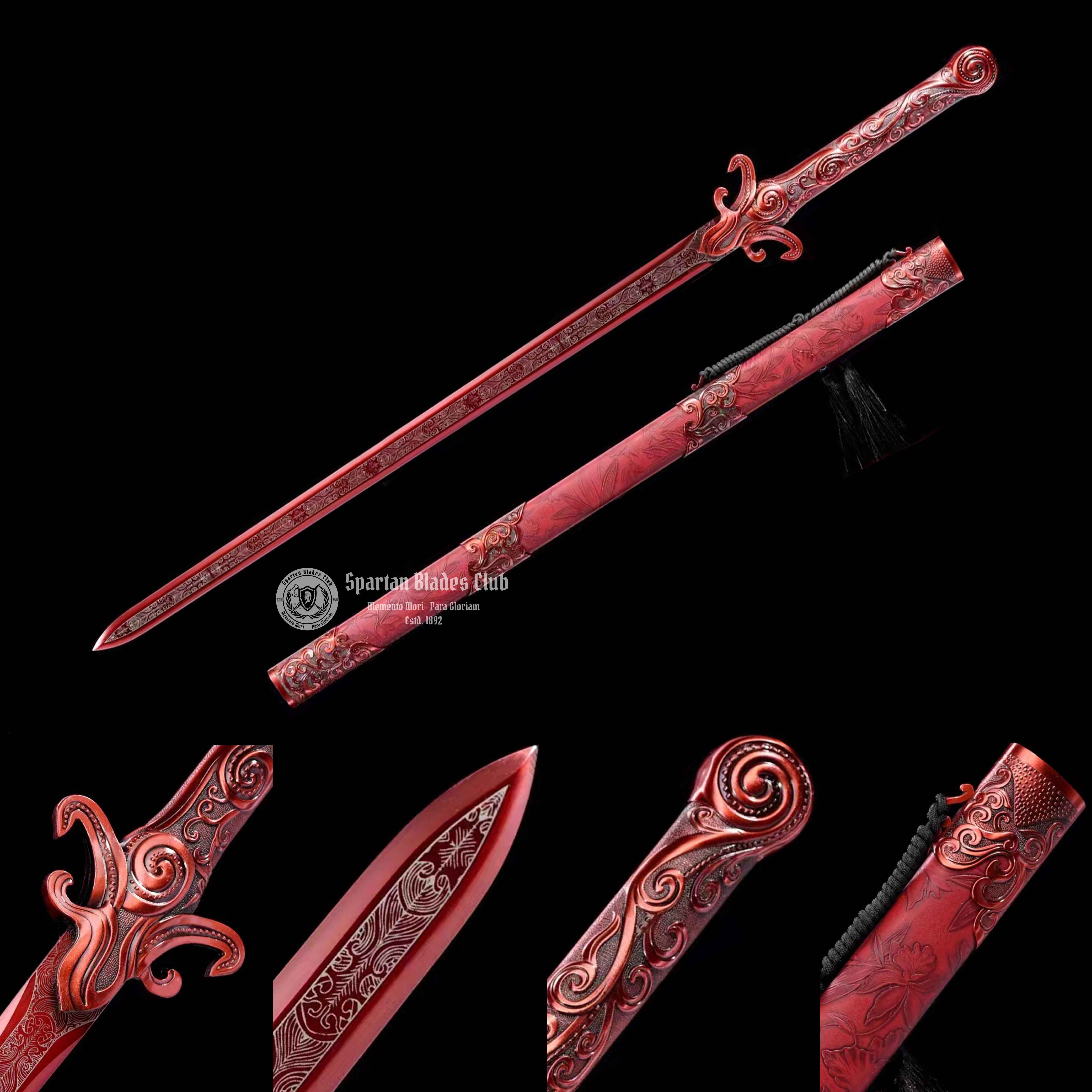 *TK71* Phoenix Tongue - Double Edged - Jian Sword - High-Performance Maganese Steel - Red Blade - Battle Ready - Exquisite Craftsmanship - S.B.C & CHEN'S SWORDS - Spartan Blades Club - 陳氏劍莊1892
