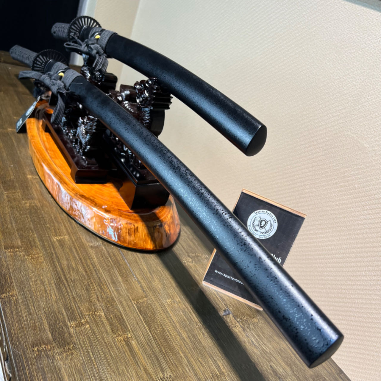 🌟TK70🌟Dark Shadow Samurai (暗影武士) Daisho -Katana & Wakizashi - Black Damascus Steel - Battle Ready - Full Tang - S.B.C & CHEN'S SWORDS - Spartan Blades Club - 陳氏劍莊1892