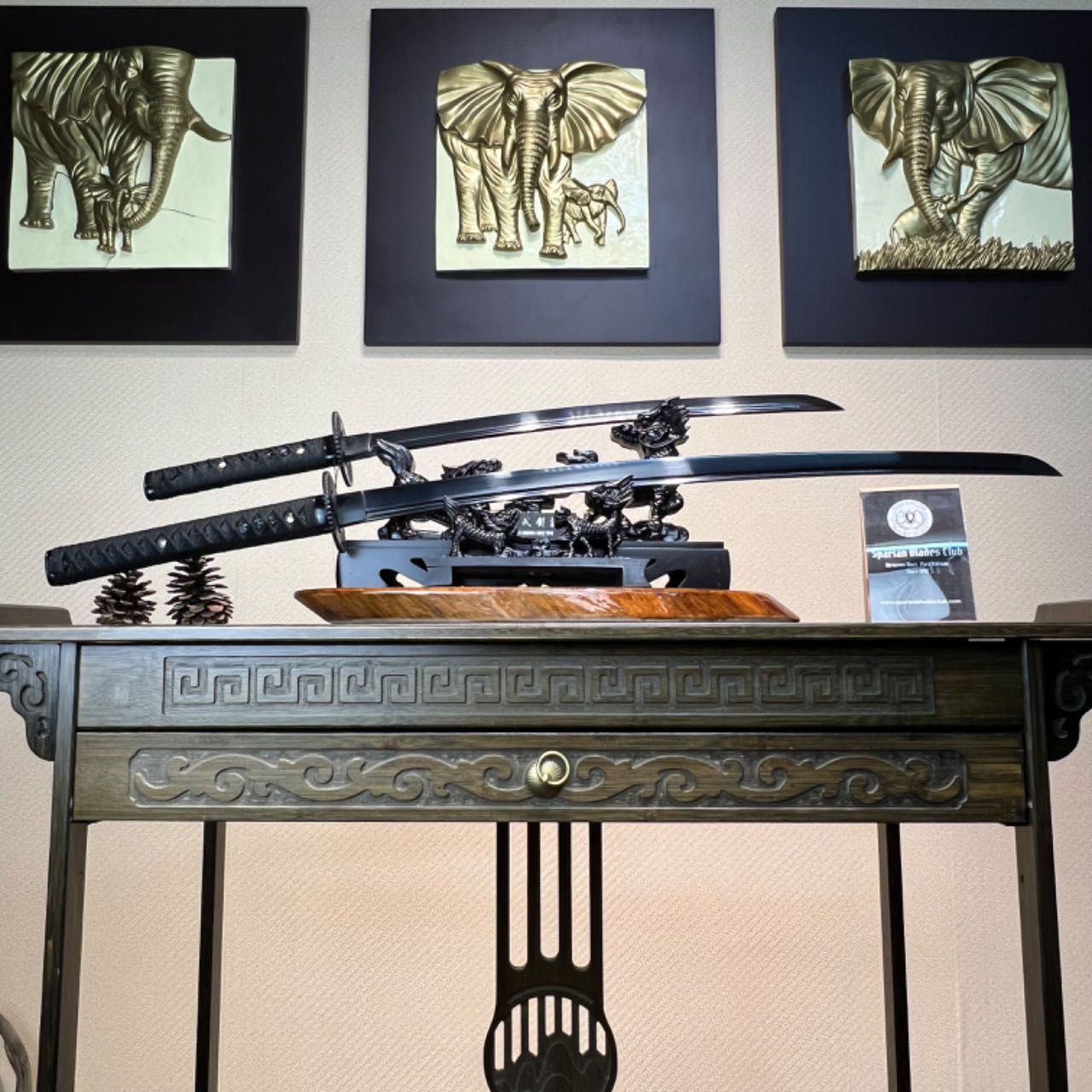 🌟TK70🌟Dark Shadow Samurai (暗影武士) Daisho -Katana & Wakizashi - Black Damascus Steel - Battle Ready - Full Tang - S.B.C & CHEN'S SWORDS - Spartan Blades Club - 陳氏劍莊1892