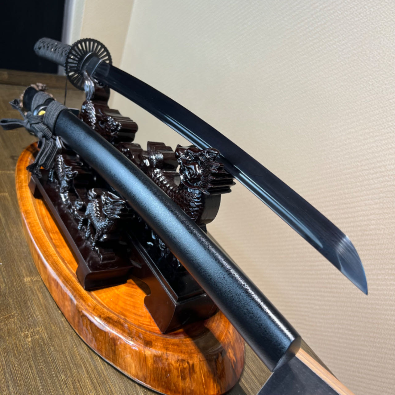 🌟TK69🌟Dark Shadow Samurai (暗影武士) Wakizashi - Black Damascus Steel - Battle Ready - Full Tang - S.B.C & CHEN'S SWORDS - Spartan Blades Club