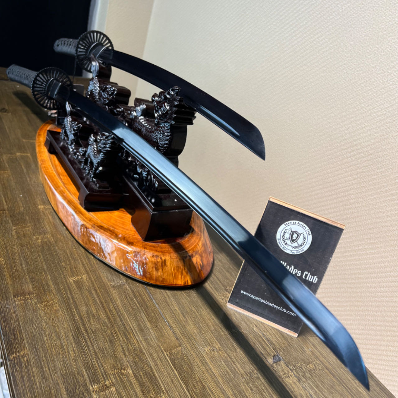 🌟TK70🌟Dark Shadow Samurai (暗影武士) Daisho -Katana & Wakizashi - Black Damascus Steel - Battle Ready - Full Tang - S.B.C & CHEN'S SWORDS - Spartan Blades Club - 陳氏劍莊1892