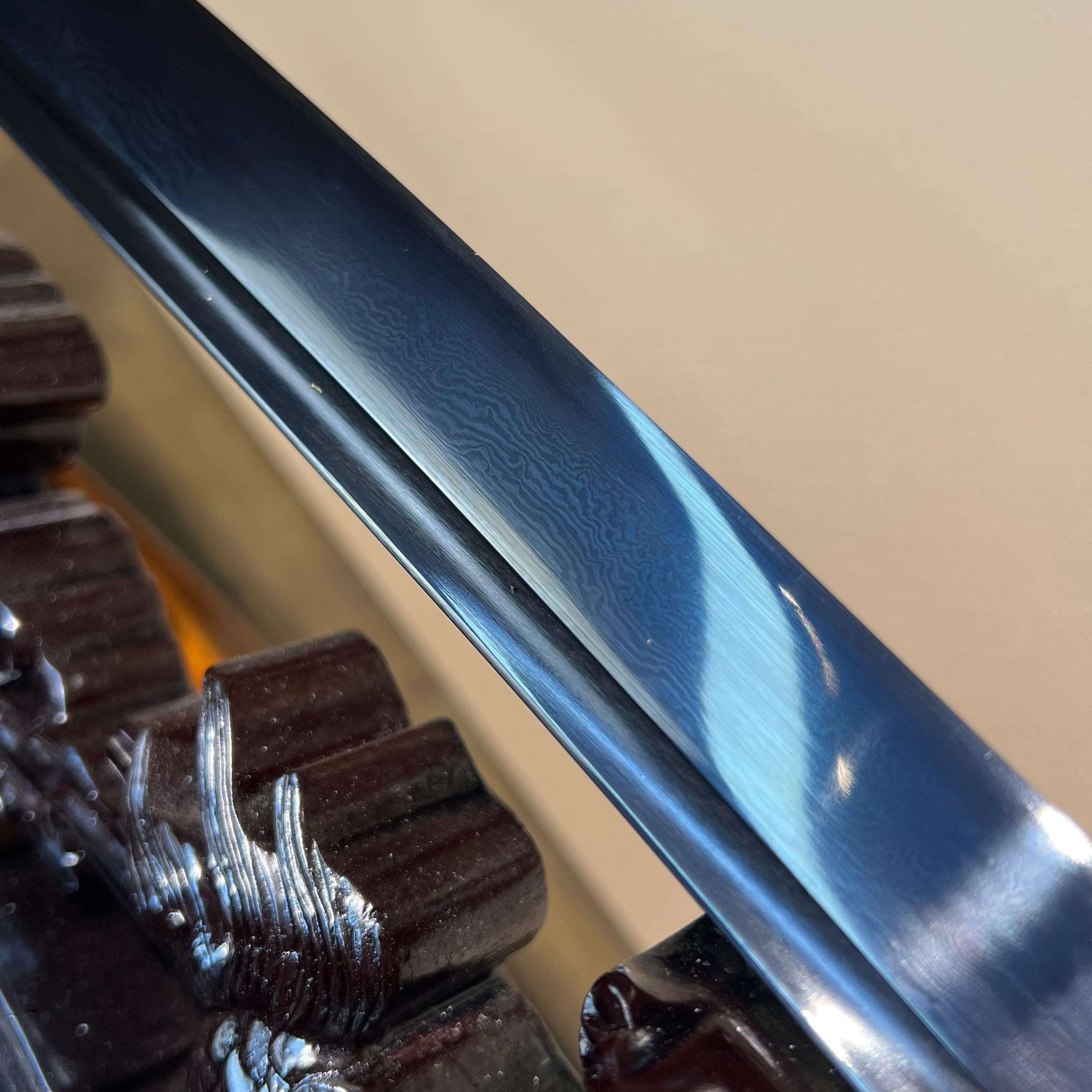 🌟TK70🌟Dark Shadow Samurai (暗影武士) Daisho -Katana & Wakizashi - Black Damascus Steel - Battle Ready - Full Tang - S.B.C & CHEN'S SWORDS - Spartan Blades Club - 陳氏劍莊1892