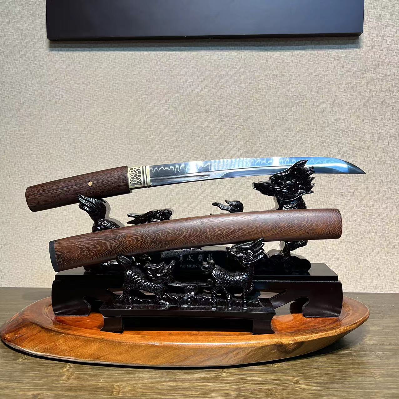 🌟TK99 🌟Han Ying Samurai(寒影武士) - Daisho set (Katana + Wakizashi + Tanto)- T10 Steel - Clay Tempered -Shirasaya Koshirae-  Full Tang - Battle-Ready - S.B.C & CHEN'S SWORDS 1892 - Spartan Blades Club - 陳氏劍莊1892