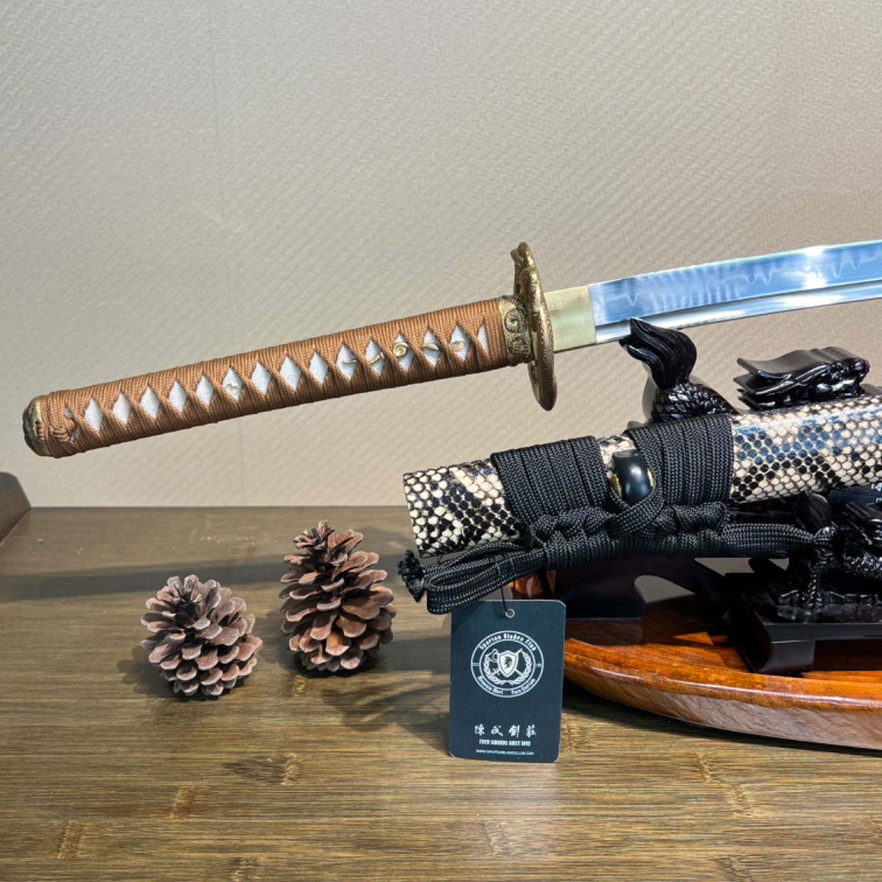 ๐TK65๐ Serpent's Golden Edge(่่้้)Katana - T10 Steel - Clay-Tempered - Full Tang - Battle-ready - S.B.C & CHEN'S SWORDS - Spartan Blades Club