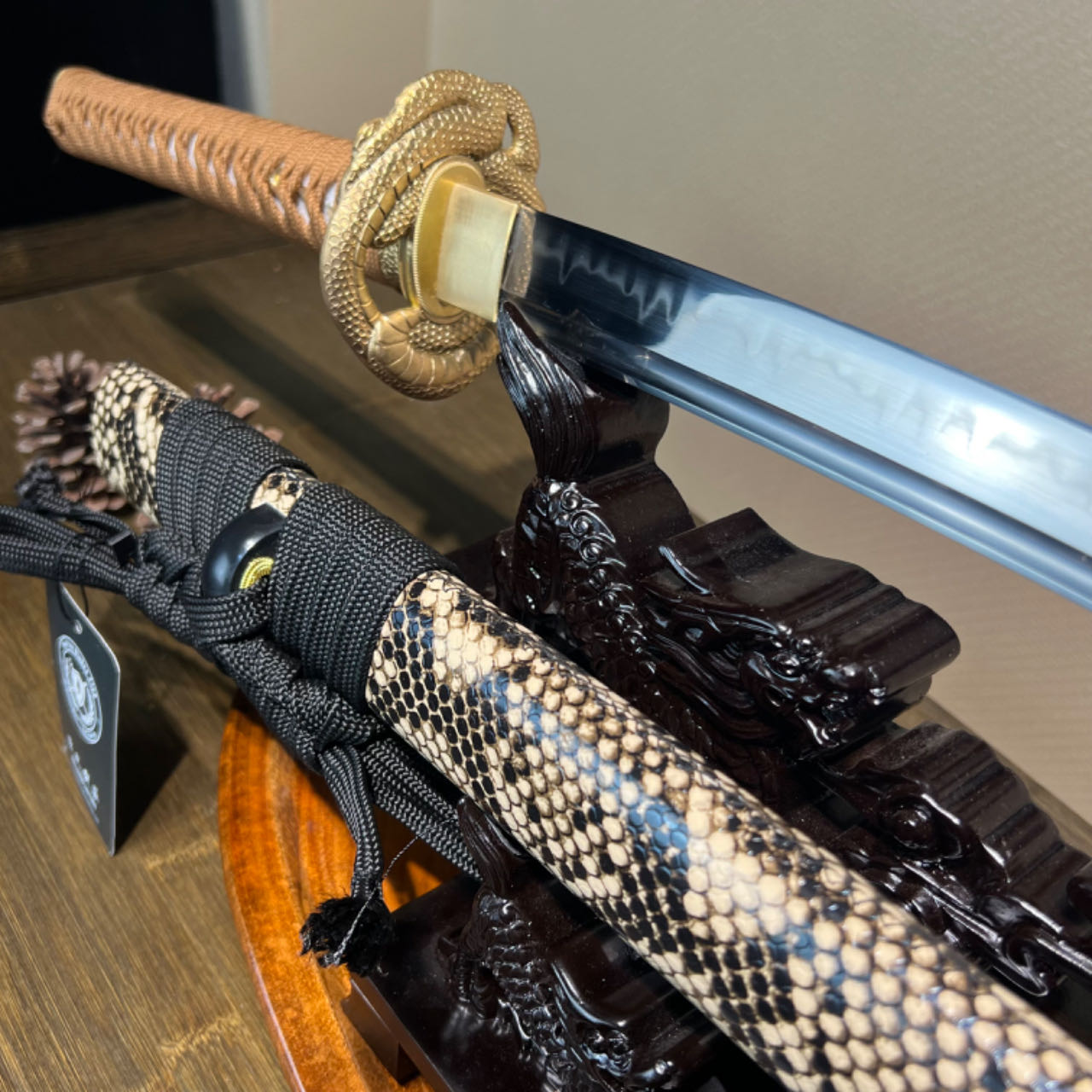 ๐TK65๐ Serpent's Golden Edge(่่้้)Katana - T10 Steel - Clay-Tempered - Full Tang - Battle-ready - S.B.C & CHEN'S SWORDS - Spartan Blades Club