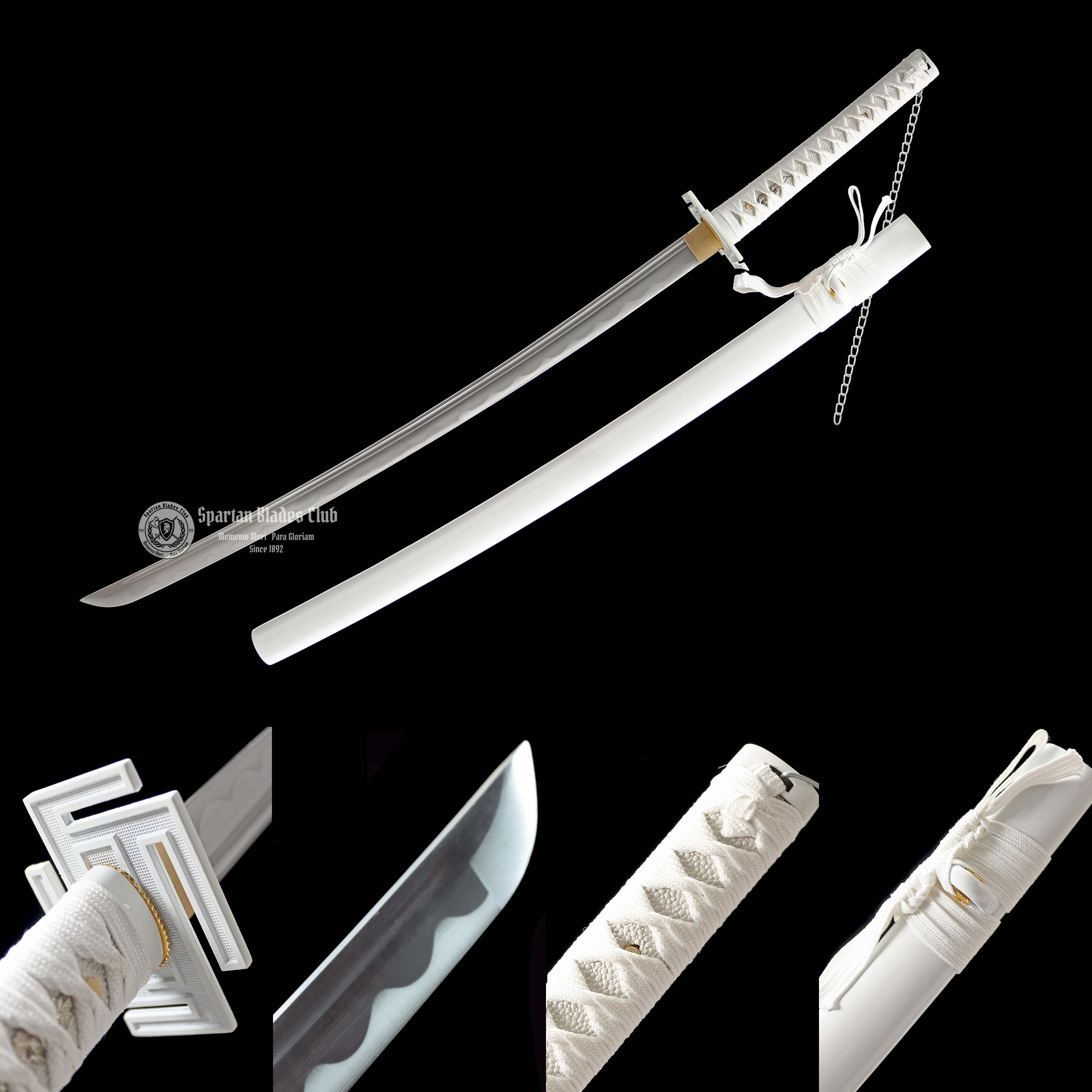 BLEACH - Kurosaki Ichigo's Tensa Zangetsu - White - 1045 Carbon Steel - Sharp - Battle Ready - Full Tang - Anime Sword - - Spartan Blades Club - 陳氏劍莊1892