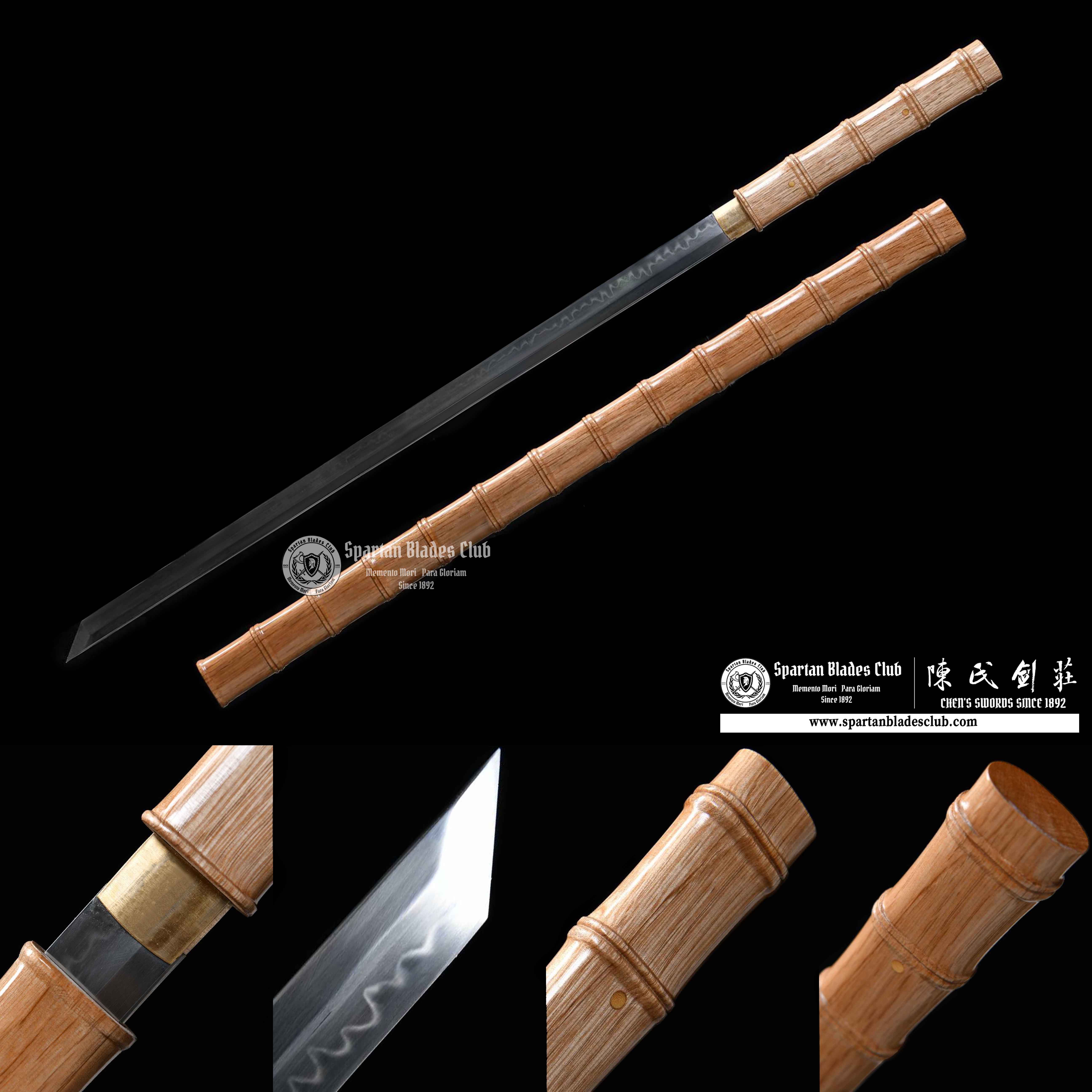 Junzi Bamboo - Chokuto - T10 Steel Clay-tempered - Full Tang - Shirasaya - Battle Ready - Wooden Design - Spartan Blades Club - 陳氏劍莊1892