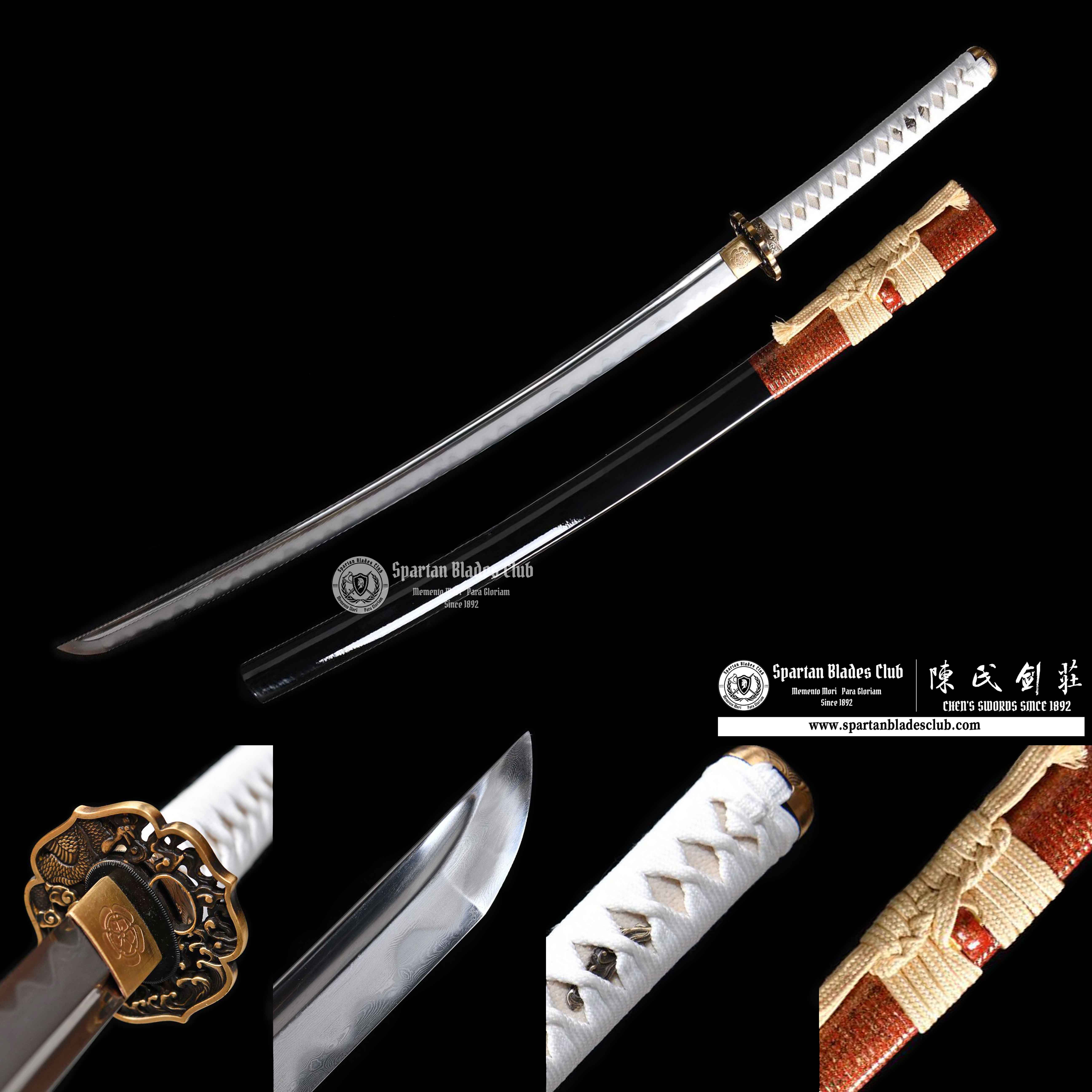 Katana - Damascus Steel - Clay-tempered - Real Hamon - Shiage Polishing - Full Tang - Battle-reday - S.B.C - Spartan Blades Club - 陳氏劍莊1892