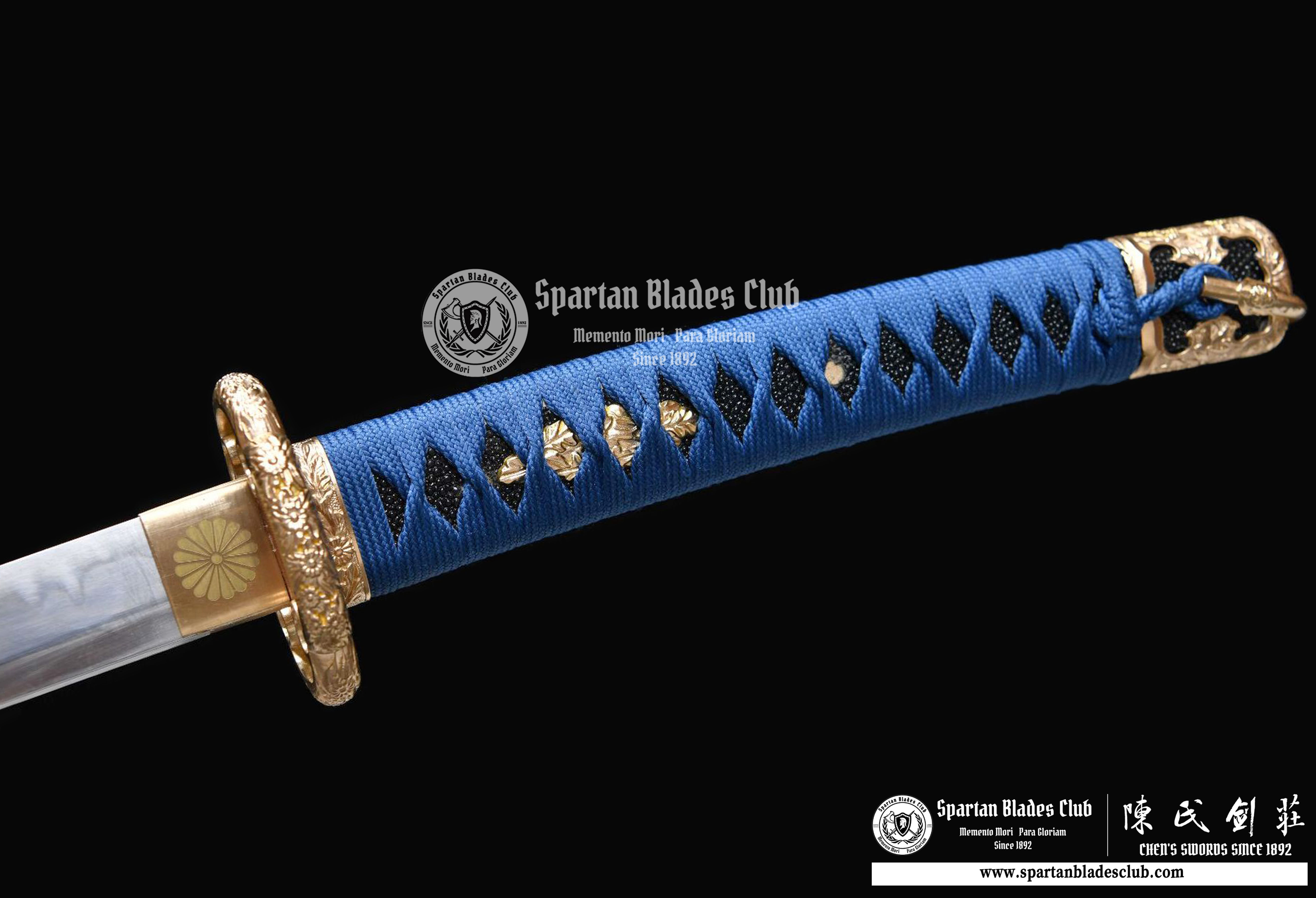 ⚡️Tachi - T10 steel - Clay Tempered - Real Hamon - Traditional Hand Polishing - Pure Brass Fittings - Full Tang - Battle Ready - Blue - SBC - Spartan Blades Club - 陳氏劍莊1892