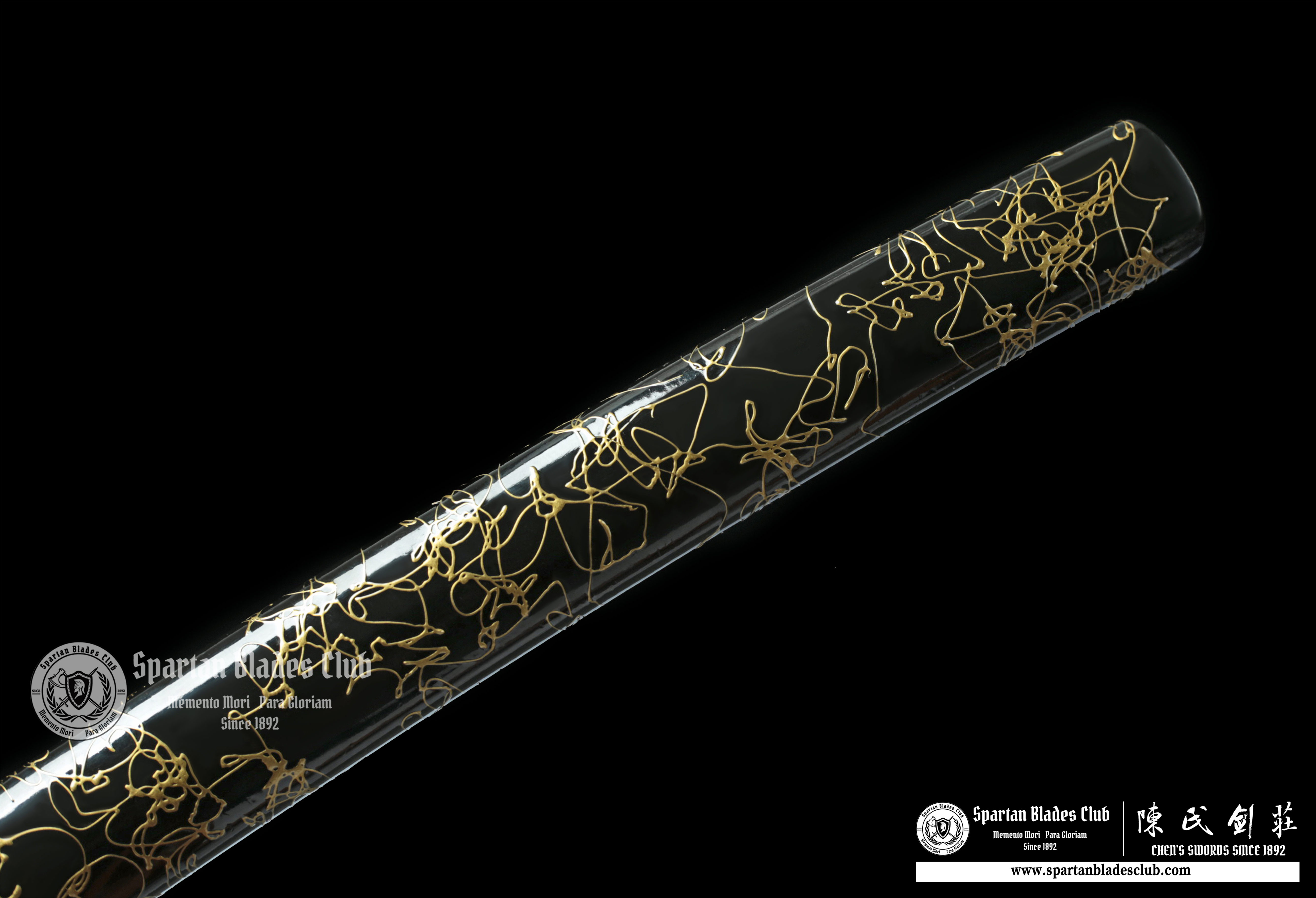 Dark Night's Dream(暗夜之梦) Wakizashi -65Mn Steel Blade(Spring steel) - - Full Tang Handcrafted with Genuine Ray Skin Handle - High-Performance Functional Sword - Black Gold - SBC - CHEN'S SWORDS - Spartan Blades Club - 陳氏劍莊1892