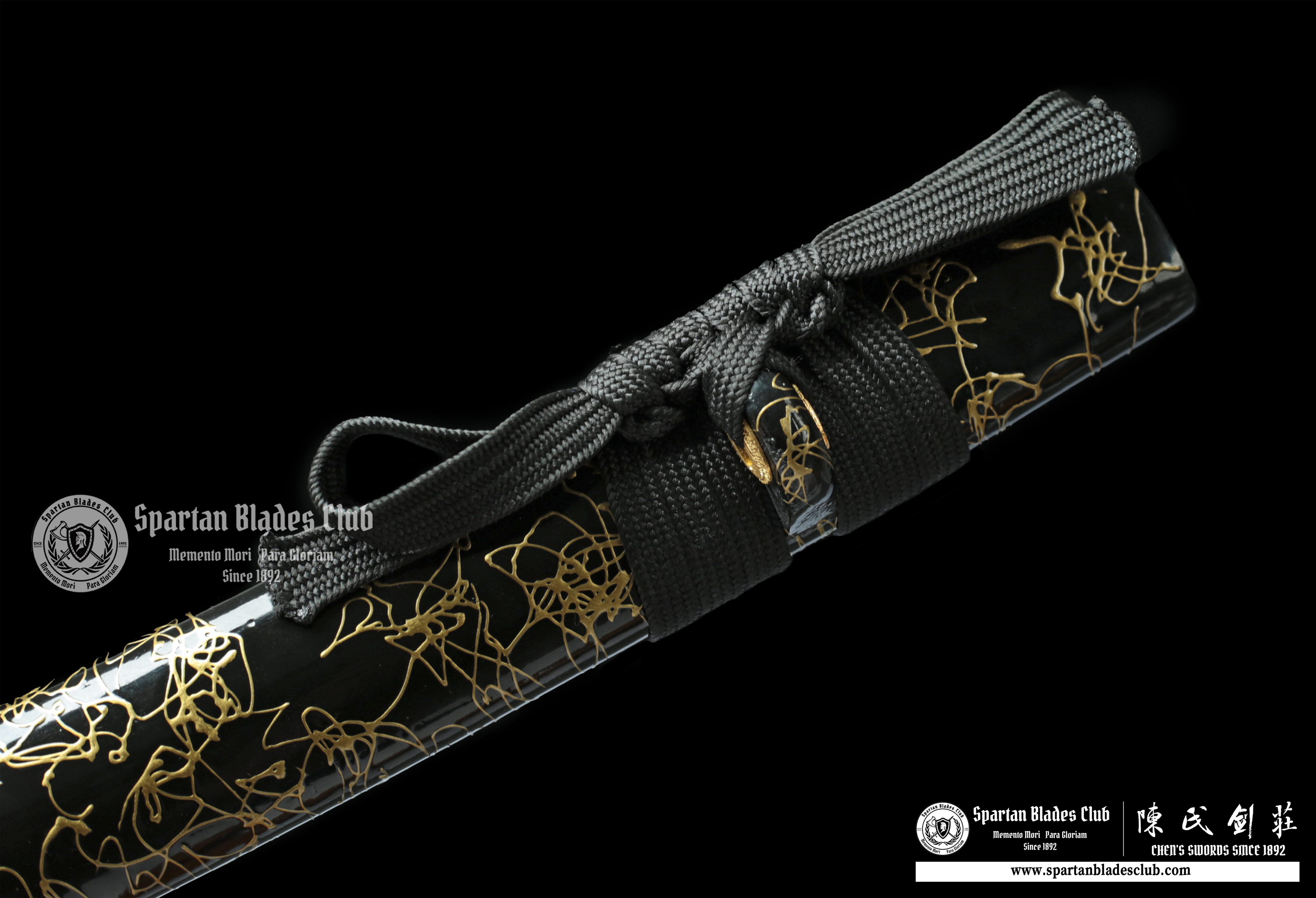 Dark Night's Dream(暗夜之梦) Wakizashi -65Mn Steel Blade(Spring steel) - - Full Tang Handcrafted with Genuine Ray Skin Handle - High-Performance Functional Sword - Black Gold - SBC - CHEN'S SWORDS - Spartan Blades Club - 陳氏劍莊1892