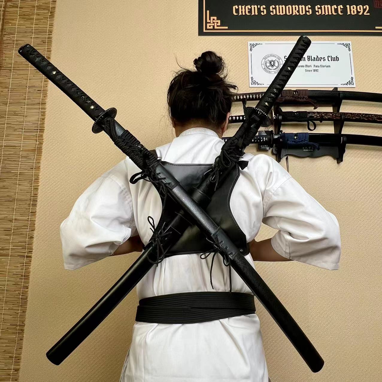 Swords Back Strap - For 2 Swords - Sword Carrying Bag - Swords Belt - Sword Case - Durable PU Leather - SBC - Spartan Blades Club - 陳氏劍莊1892