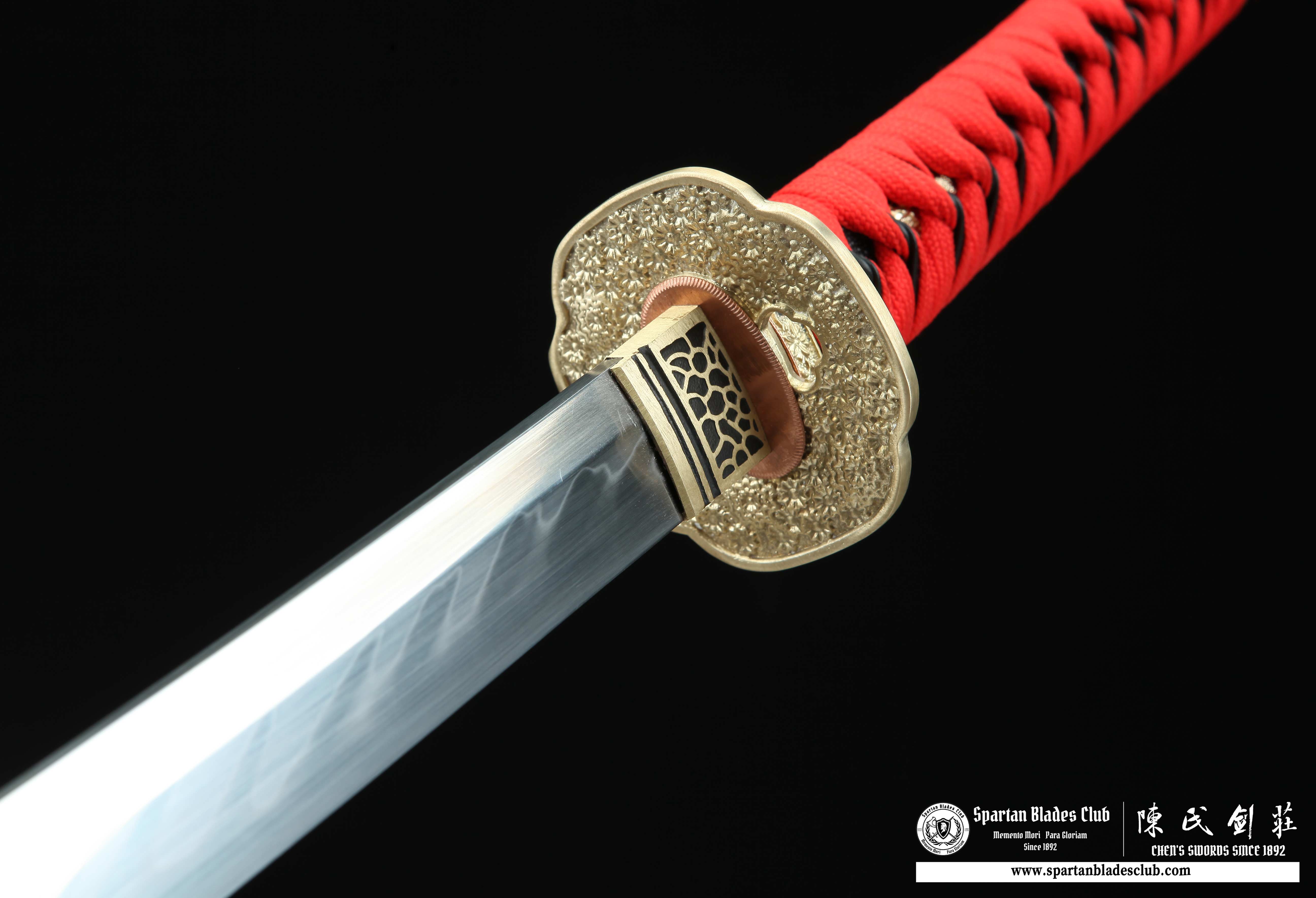 Katana / T10 Steel Clay-tempered / Real Hamon / Premium Polishing / Battle-ready / Full-tang / Red / Spartan Blades Club / CHEN'S SWORDS 1892 - Spartan Blades Club - 陳氏劍莊1892