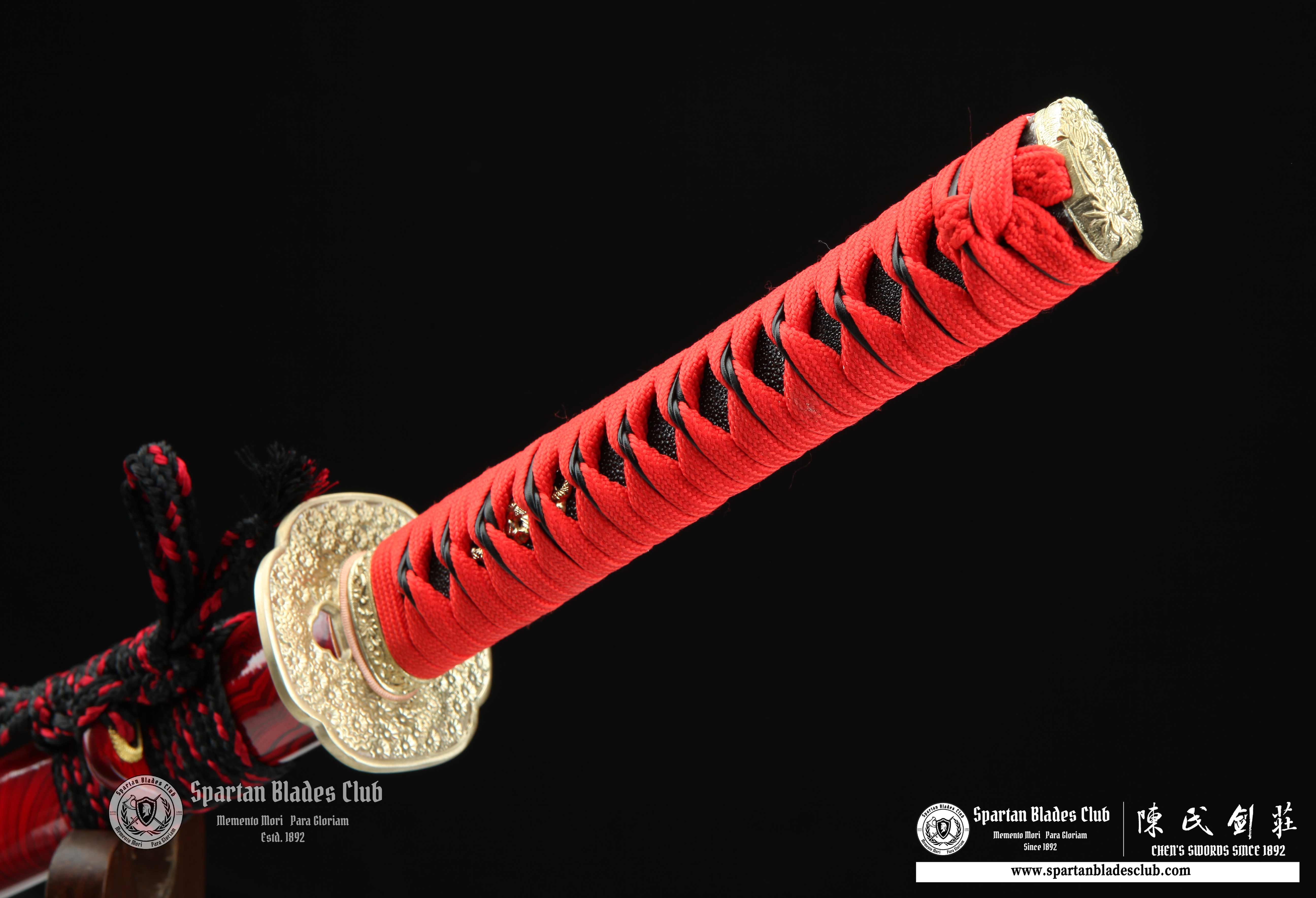 Katana / T10 Steel Clay-tempered / Real Hamon / Premium Polishing / Battle-ready / Full-tang / Red / Spartan Blades Club / CHEN'S SWORDS 1892 - Spartan Blades Club - 陳氏劍莊1892