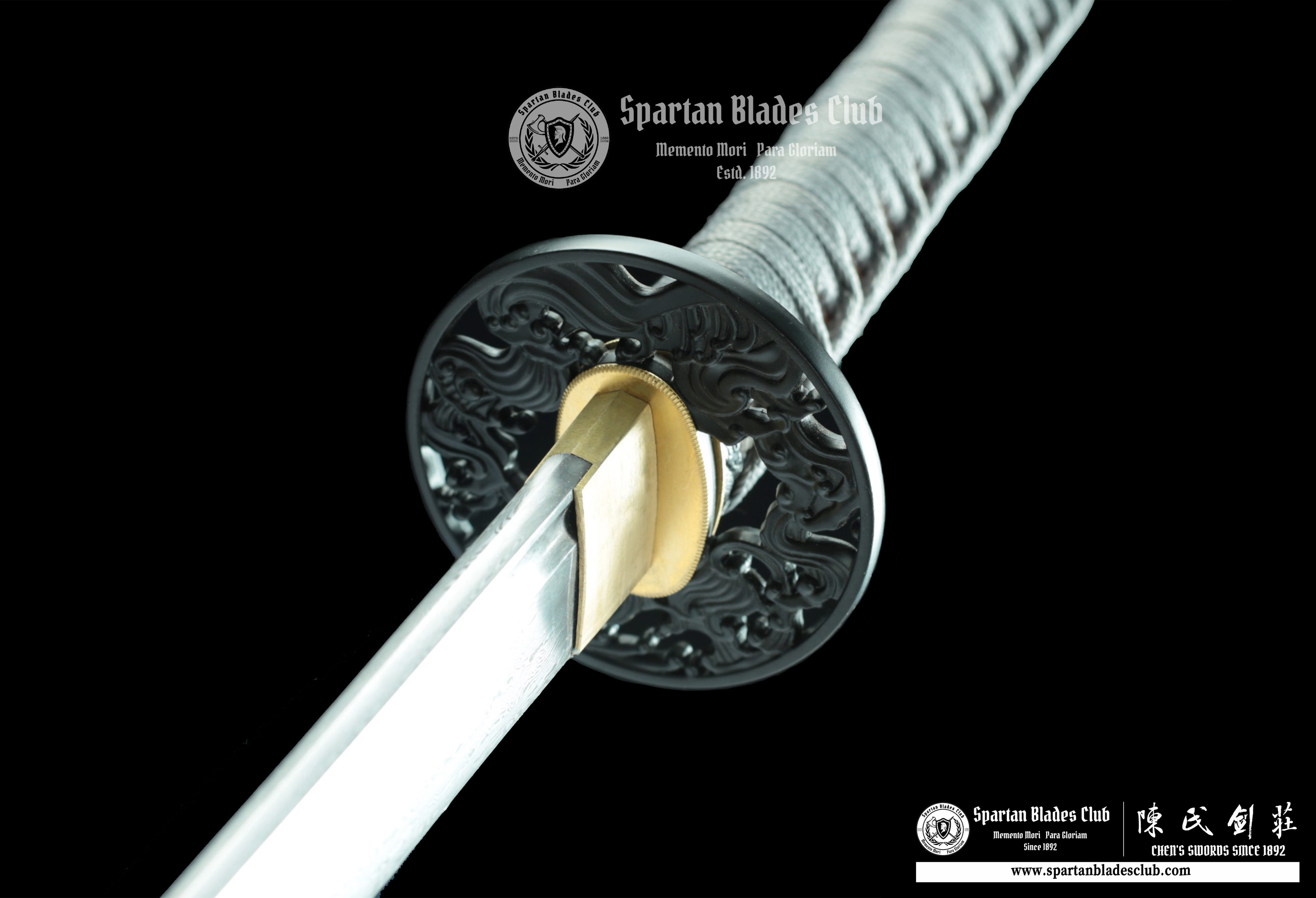 ⭐️TK72⭐️ Grey Tide - Katana - Damascus Steel - Battle Ready - Ocean Waves Themed - Full Tang - Spartan Blades Club - CHEN'S SWORDS 1892 - Spartan Blades Club - 陳氏劍莊1892