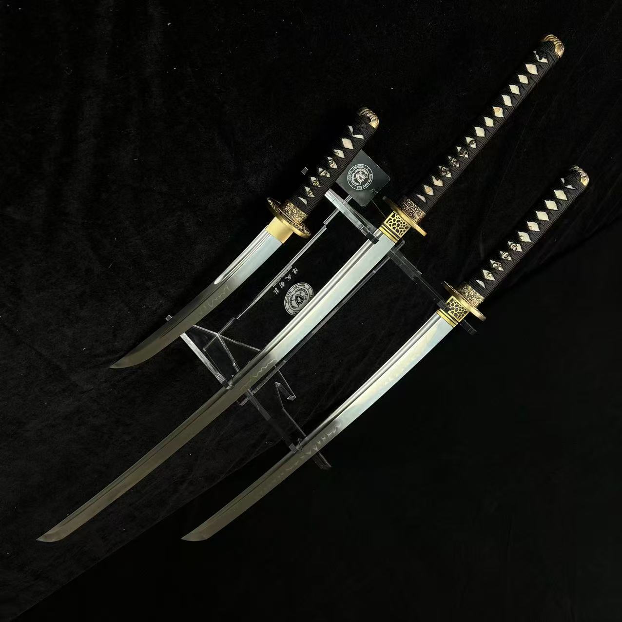 🐲TK24🐲 Black Dragon Slayer(黑狱魔龙)Katana Wakizashi Tanto/ Daisho Set / T10 Steel Clay-Tempered / Full-tang / Battle-ready / Handcrafted / Black Dragon / Spartan Blades Club / CHEN'S SWORDS 1892 - Spartan Blades Club - 陳氏劍莊1892