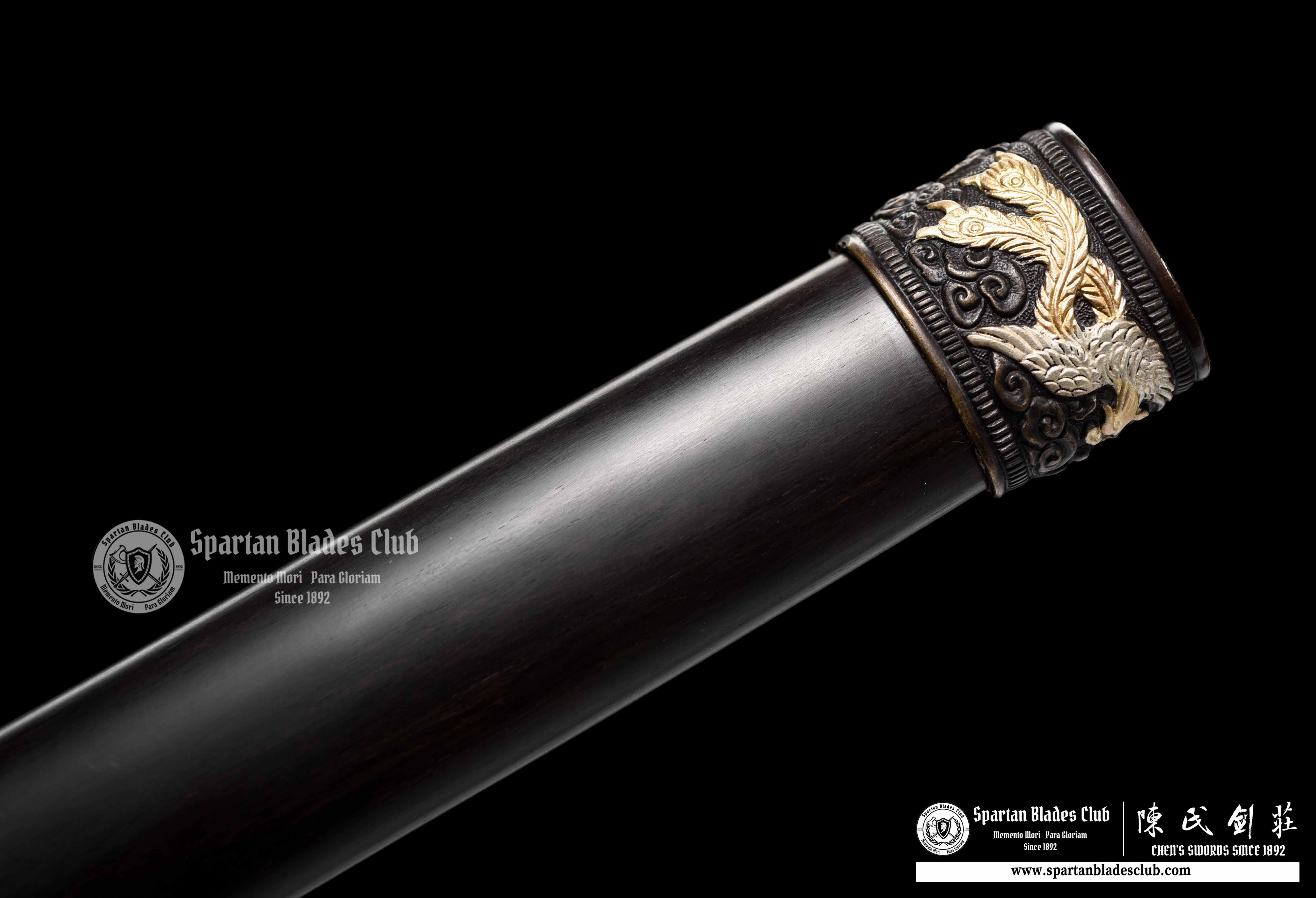 QQ02|🐦🔥Phoenix Ring|JIAN|Damascus steel|Phoenix|Black&Golden|Battle-Ready|Full-tang|Spartan Blades Club|CHEN'S SWORDS 1892 - Spartan Blades Club - 陳氏劍莊1892