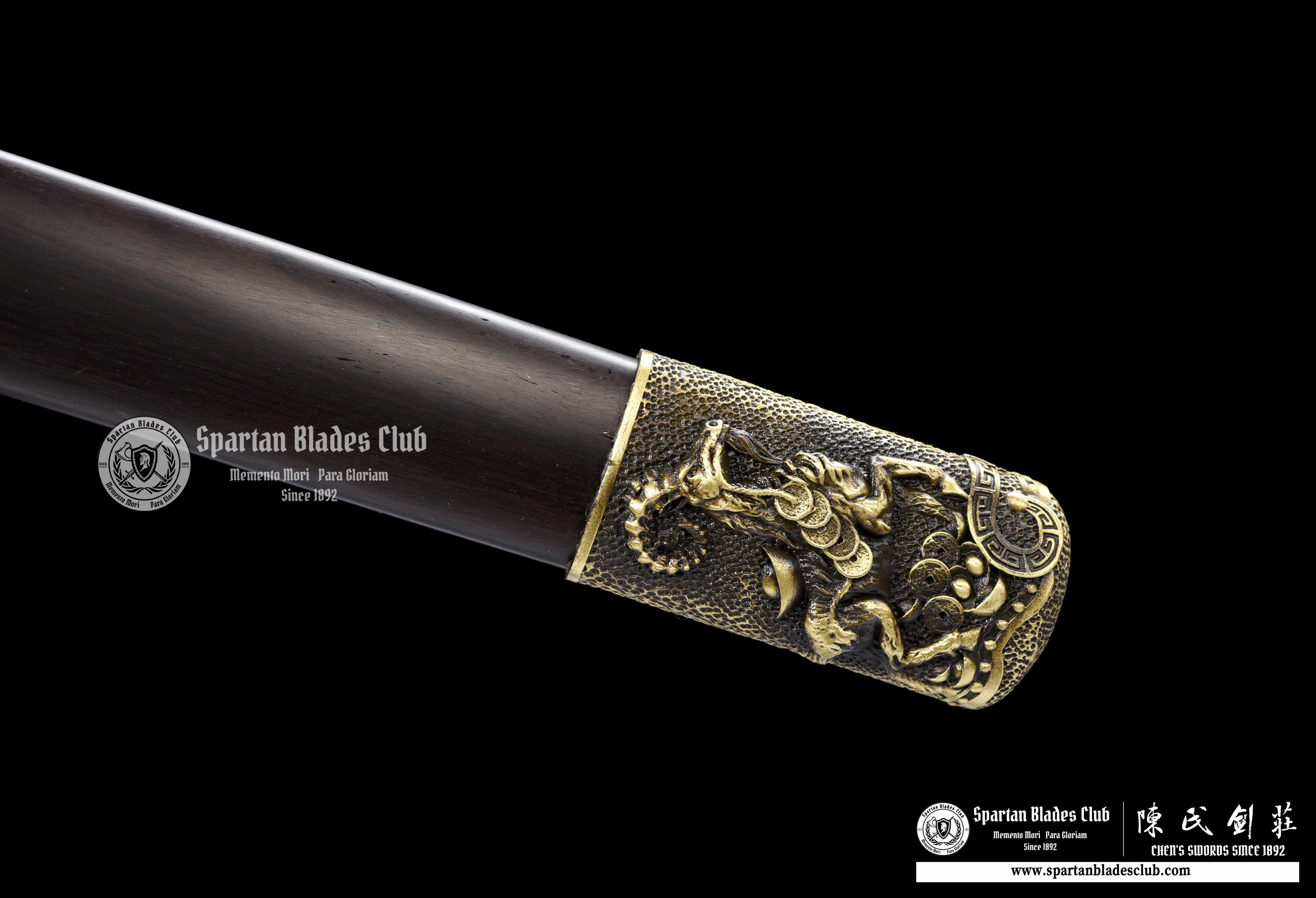 QQ03|🐏Ram Grace Blade|JIAN|Damascus steel|Ram|Brown&Golden|Battle-Ready|Full-tang|Spartan Blades Club|CHEN'S SWORDS 1892 - Spartan Blades Club - 陳氏劍莊1892