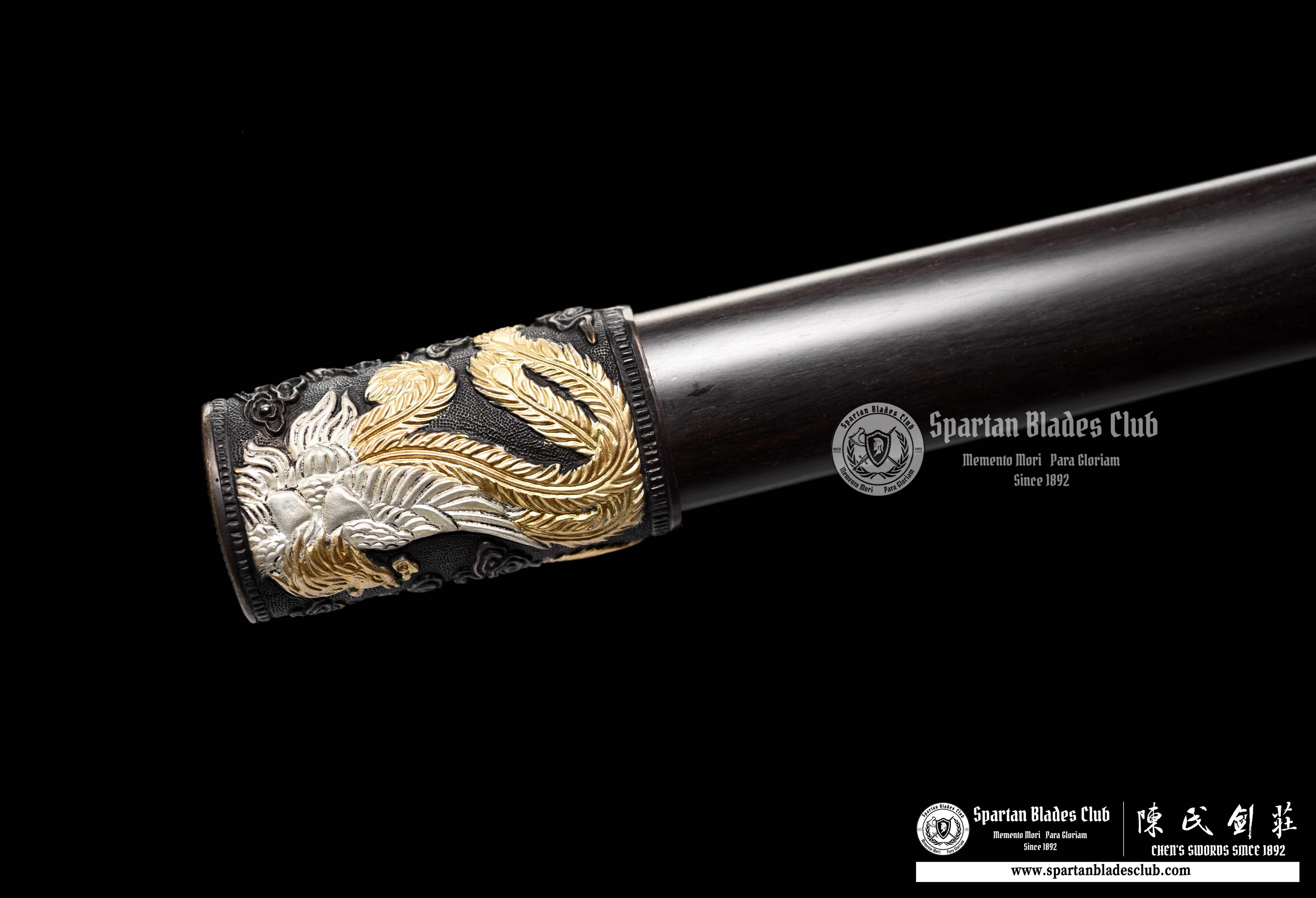 QQ02|🐦🔥Phoenix Ring|JIAN|Damascus steel|Phoenix|Black&Golden|Battle-Ready|Full-tang|Spartan Blades Club|CHEN'S SWORDS 1892 - Spartan Blades Club - 陳氏劍莊1892